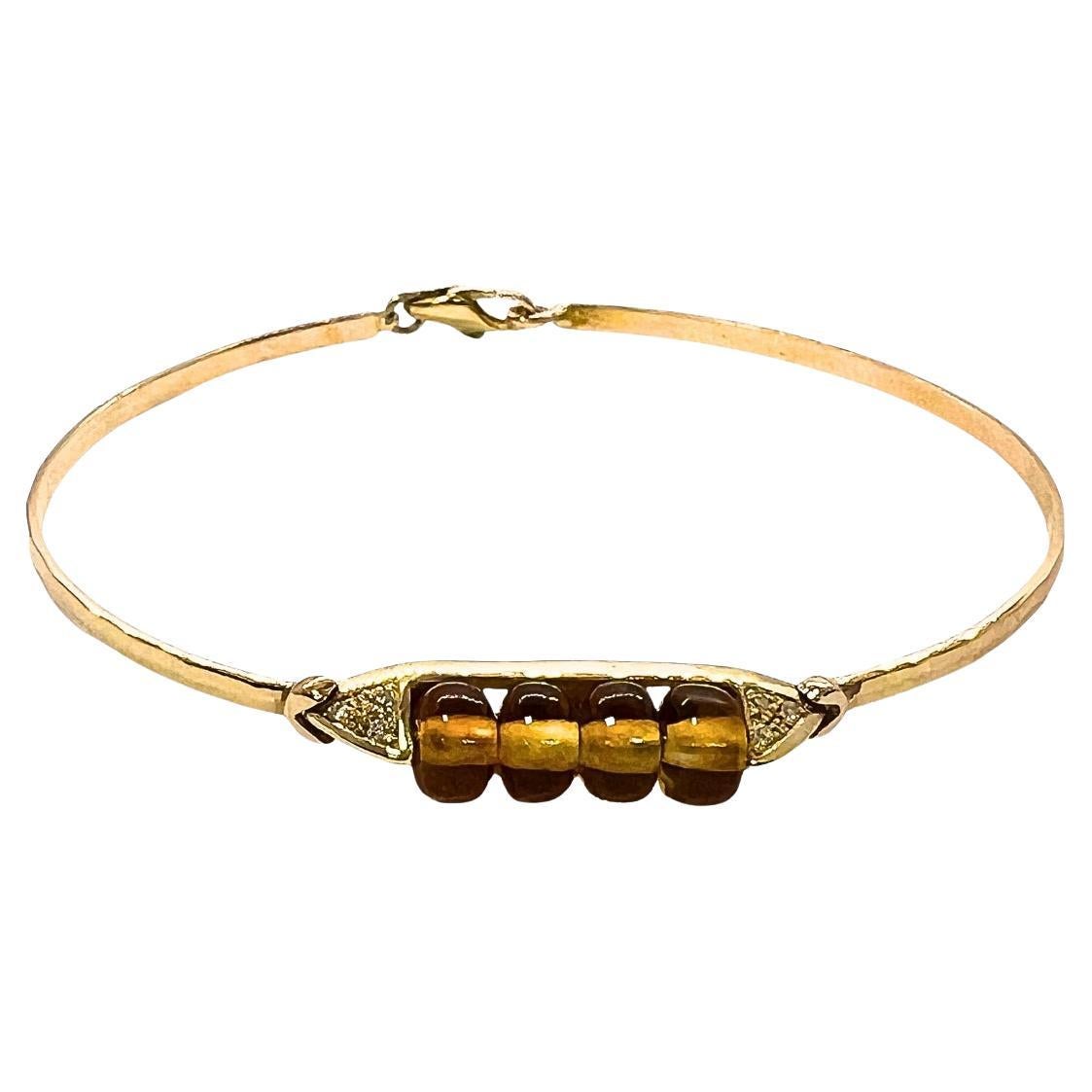 Bracciale Oro Giallo 18ct Semirigido Citrini Naturali e Diamanti