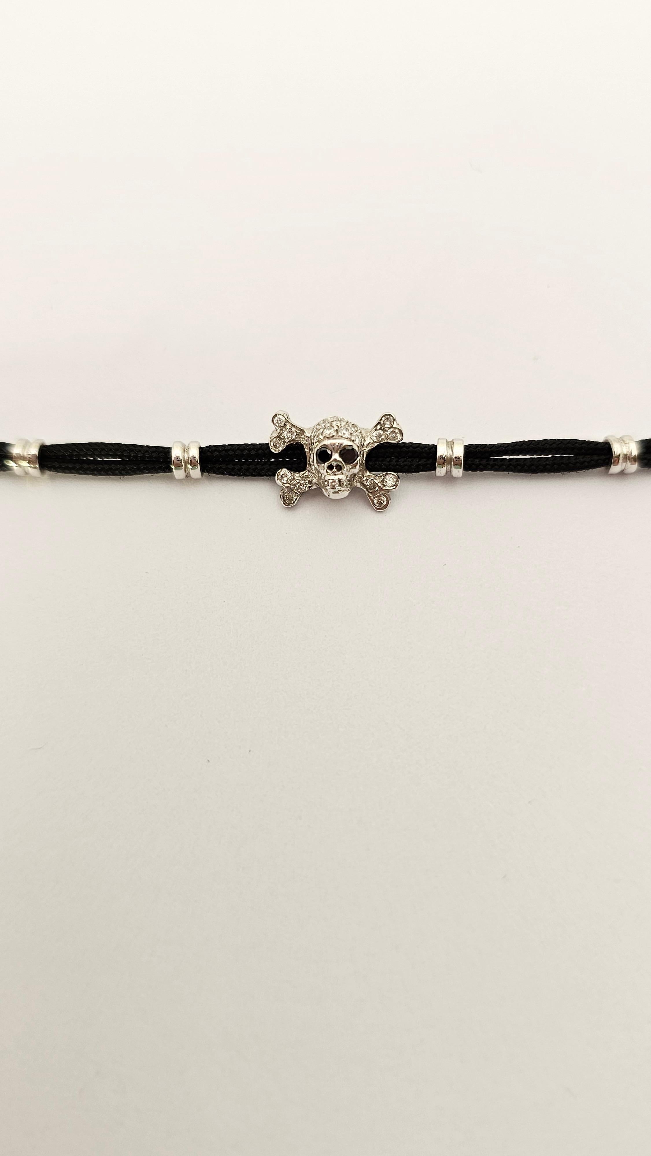 Women's or Men's Pirate Bracelet in 18Kt White Gold and Diamonds For Sale