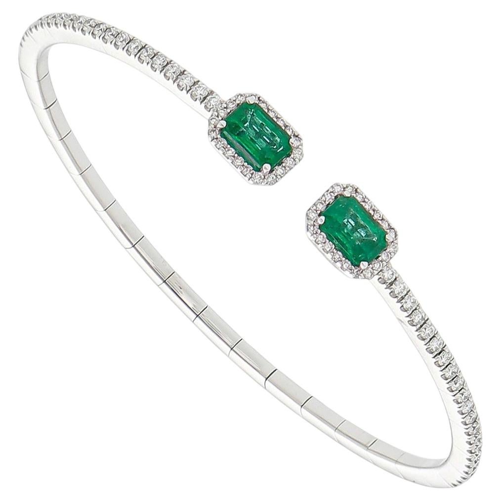 Bracelet with Emeralds ct 1.23, Natural Diamonds ct 0.72 18Kt Made in Italy For Sale