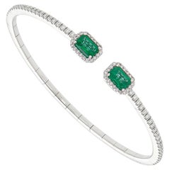 Bracelet avec Emeraudes ct 1.23, Diamants naturels ct 0.72 18Kt Fabriqué en Italie