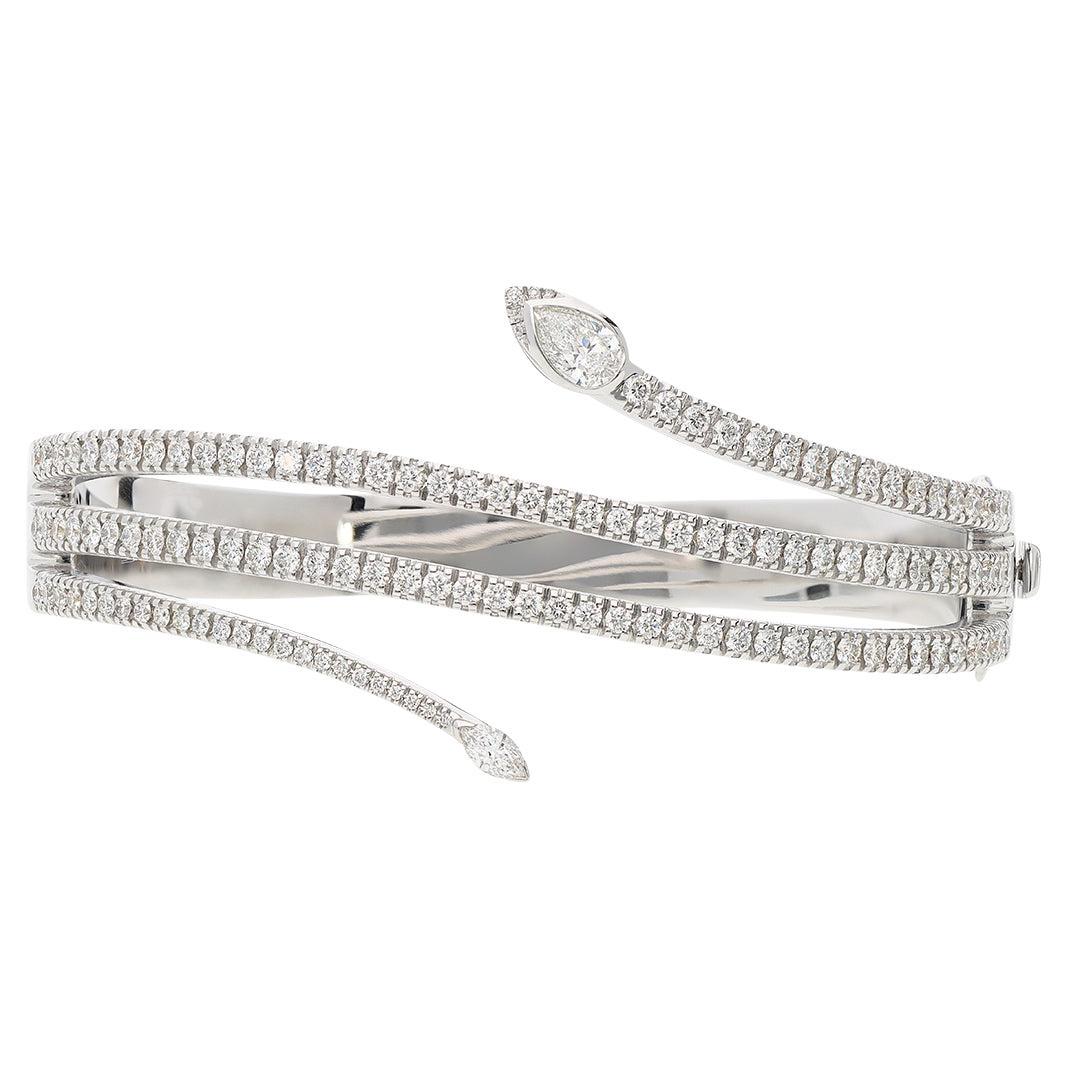 Bracelet rigide en or jaune 18kt avec diamants blancs