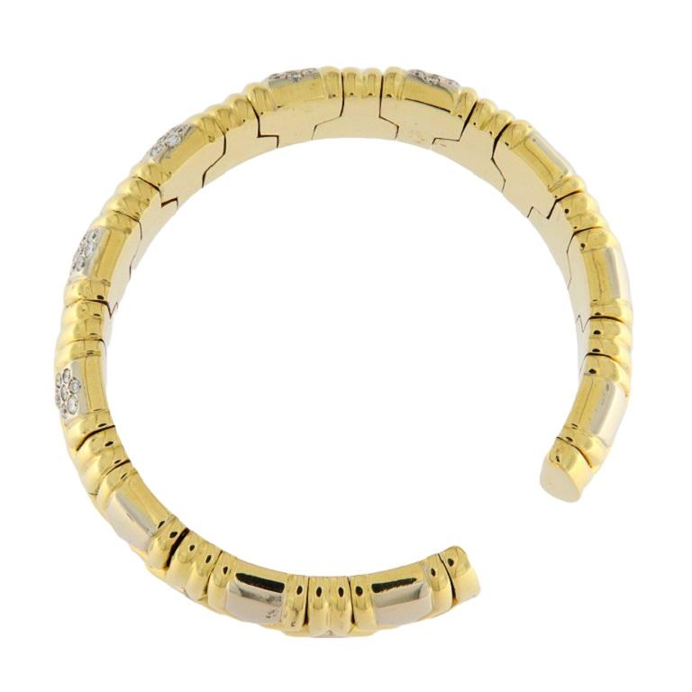 Bracciale rigido in oro bianco e giallo 18KT con diamanti | Sinopoli