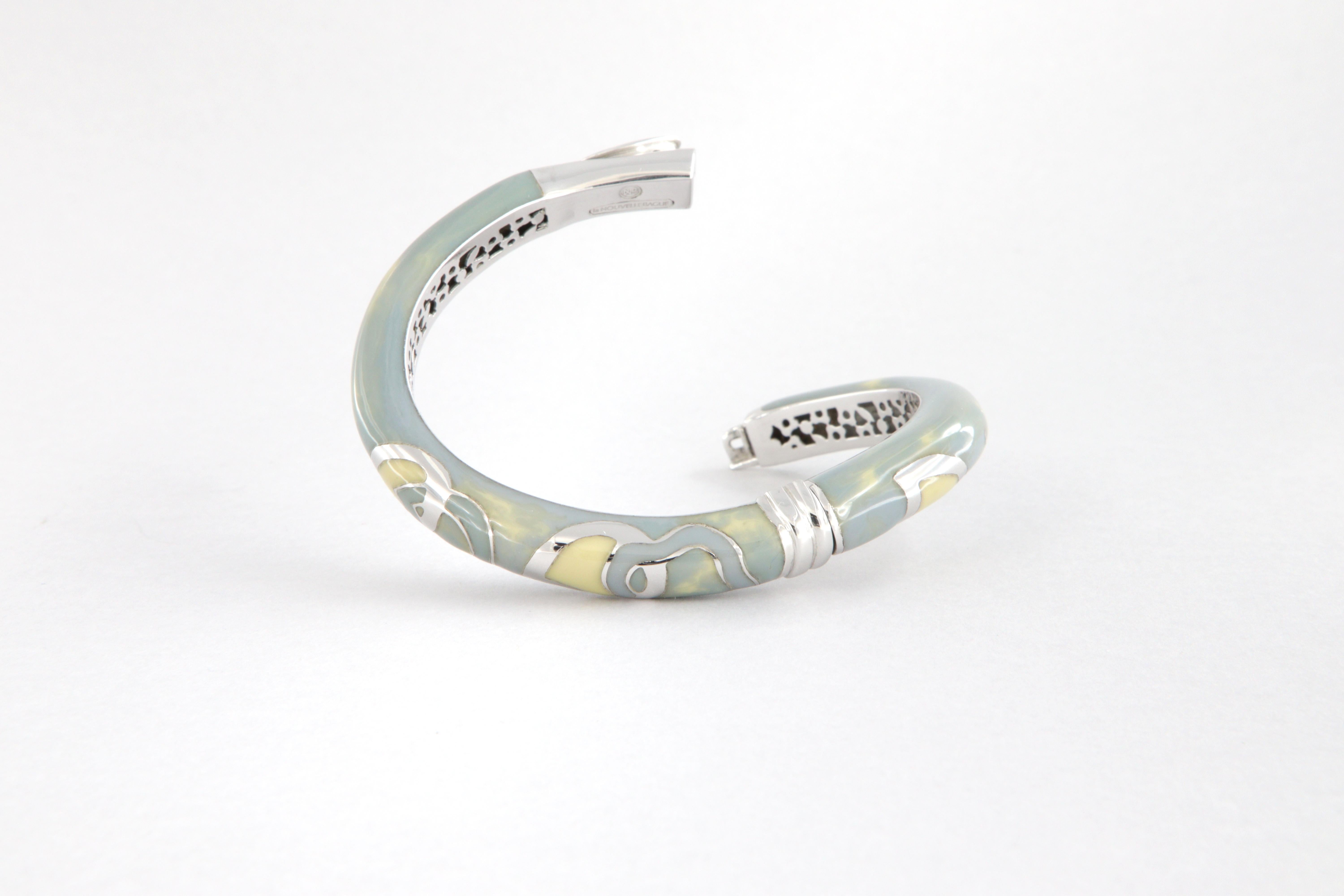 Bracciale rigido La Nouvelle Bague in oro, argento e smalto in vendita 7