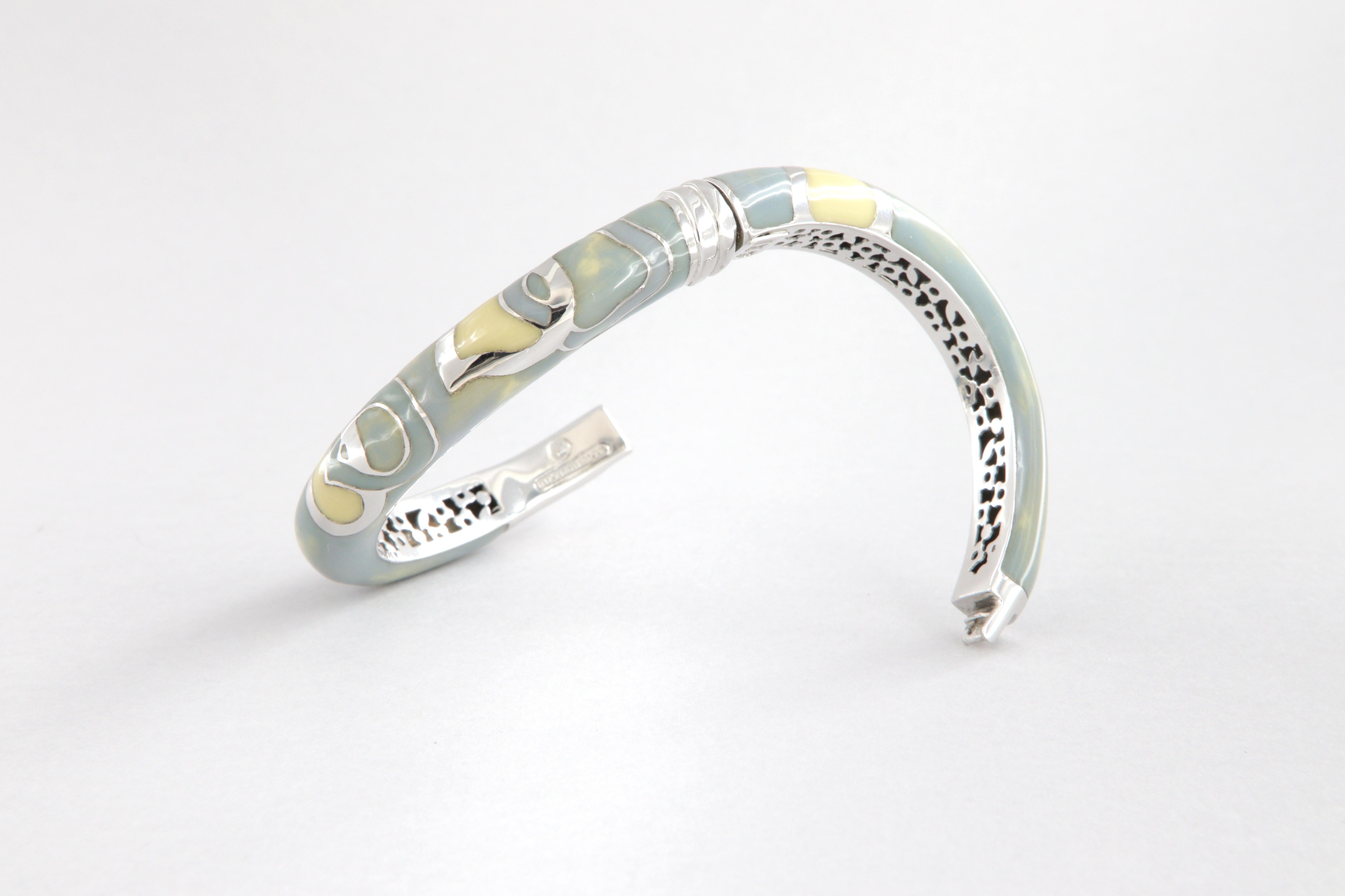 Bracciale rigido La Nouvelle Bague in oro, argento e smalto in vendita 9