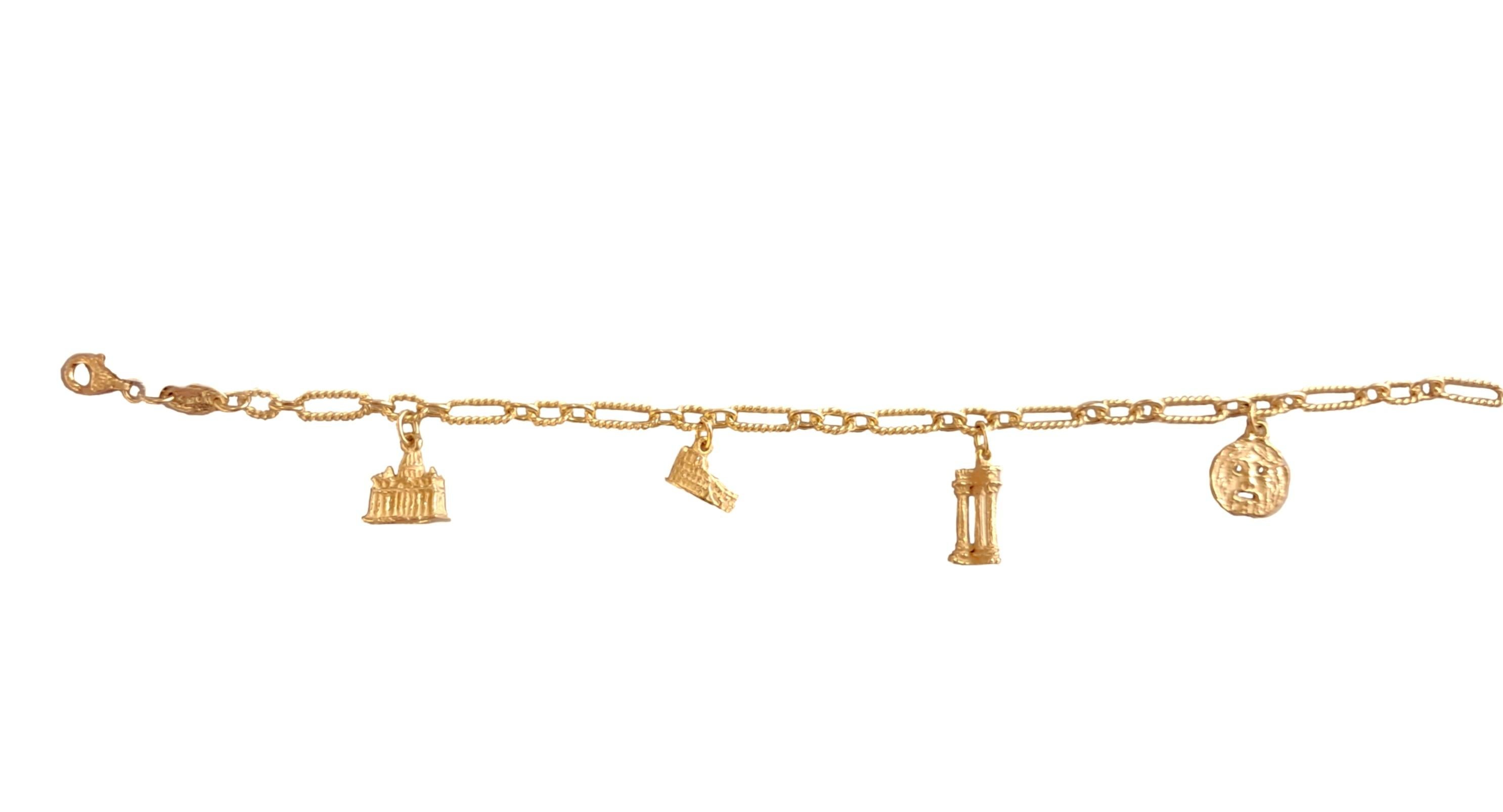 Bracelet Sacchi avec monuments miniatures de Rome en or 18 carats en vente 3