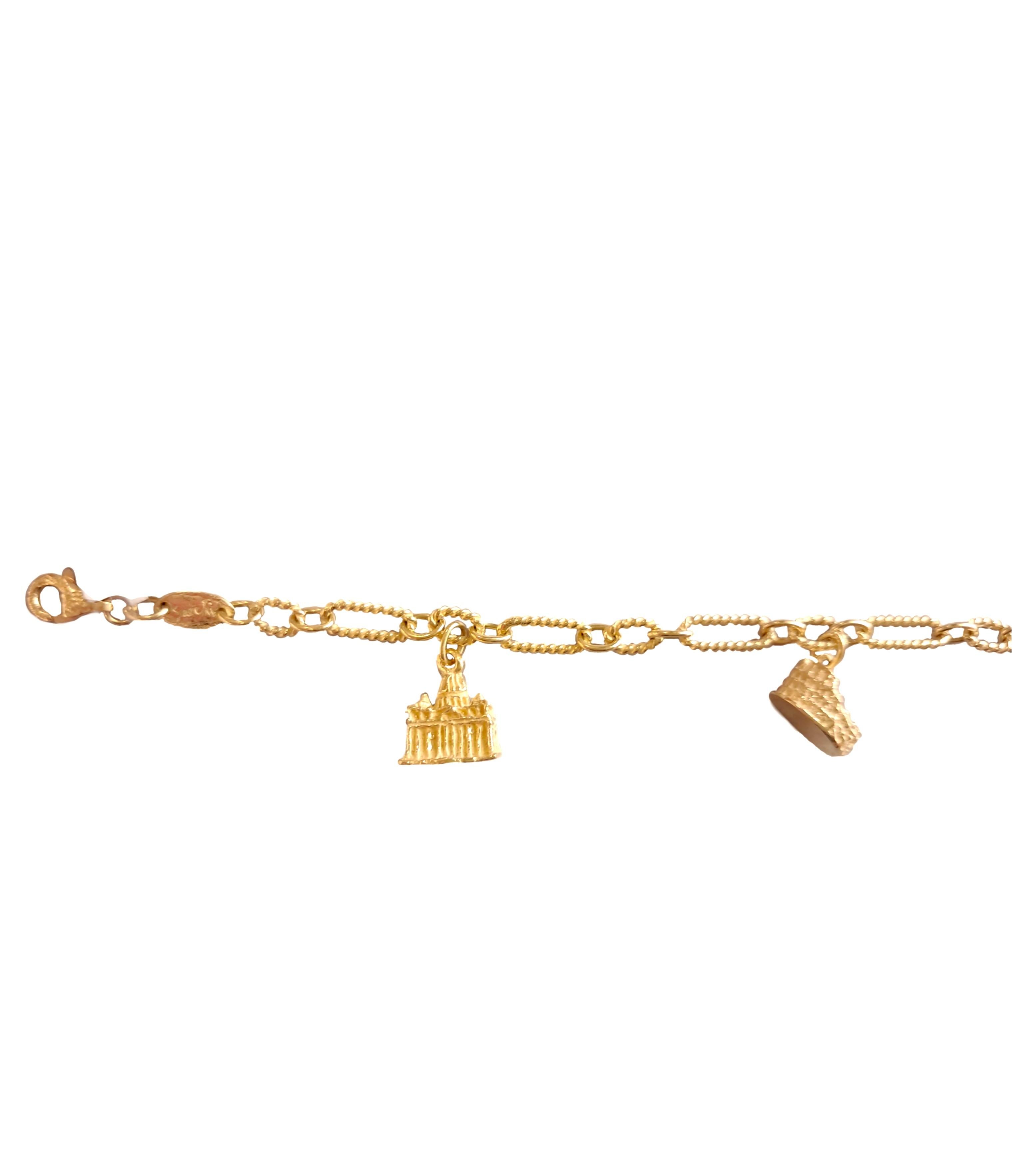 Bracelet Sacchi avec monuments miniatures de Rome en or 18 carats en vente 5