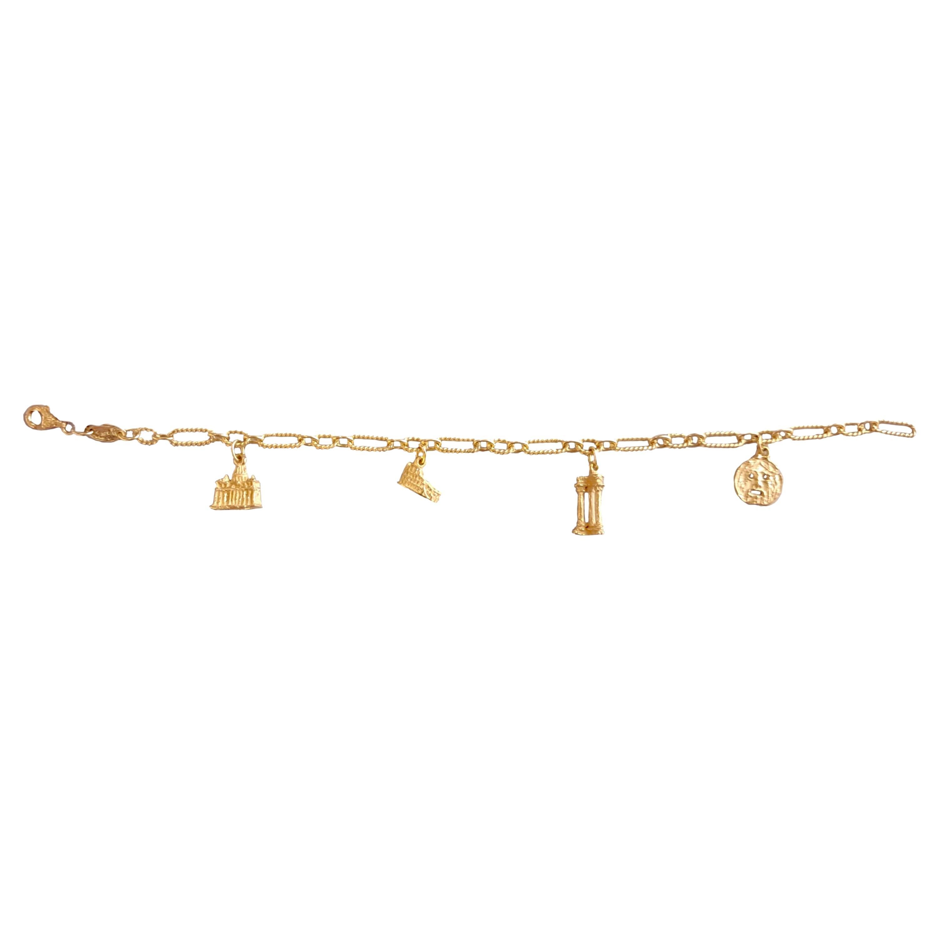 Bracelet Sacchi avec monuments miniatures de Rome en or 18 carats en vente