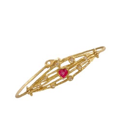 Sacchi Bracelet in 18 K Gold with Heart Ruby and Diamonds