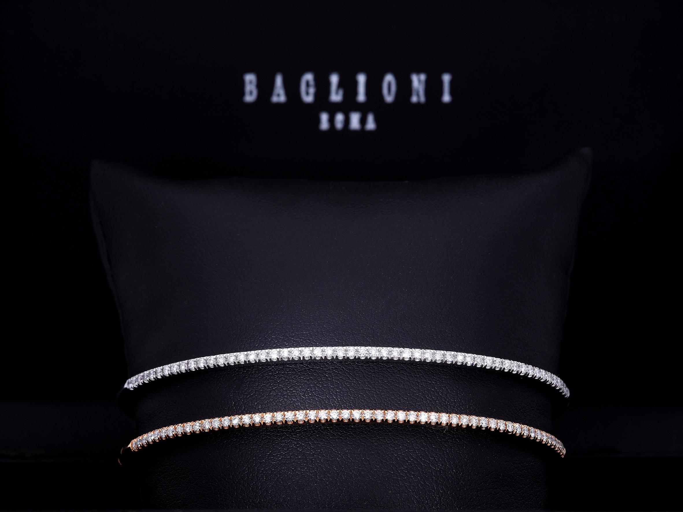 Bracelet semi-rigide avec diamants ct 0.64 en or blanc 18 carats en vente 4