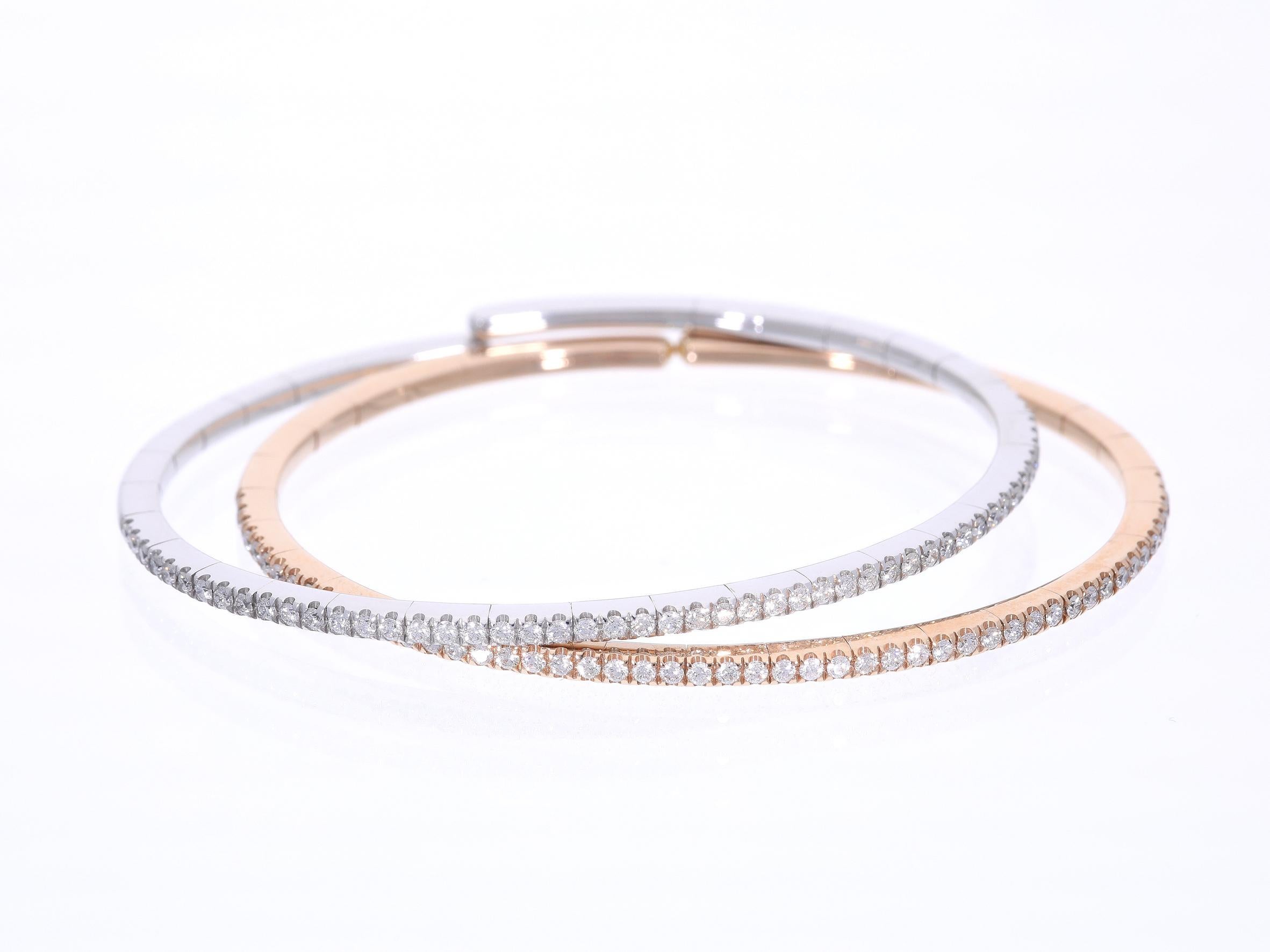 Bracelet semi-rigide avec diamants ct 0.64 en or blanc 18 carats en vente 5