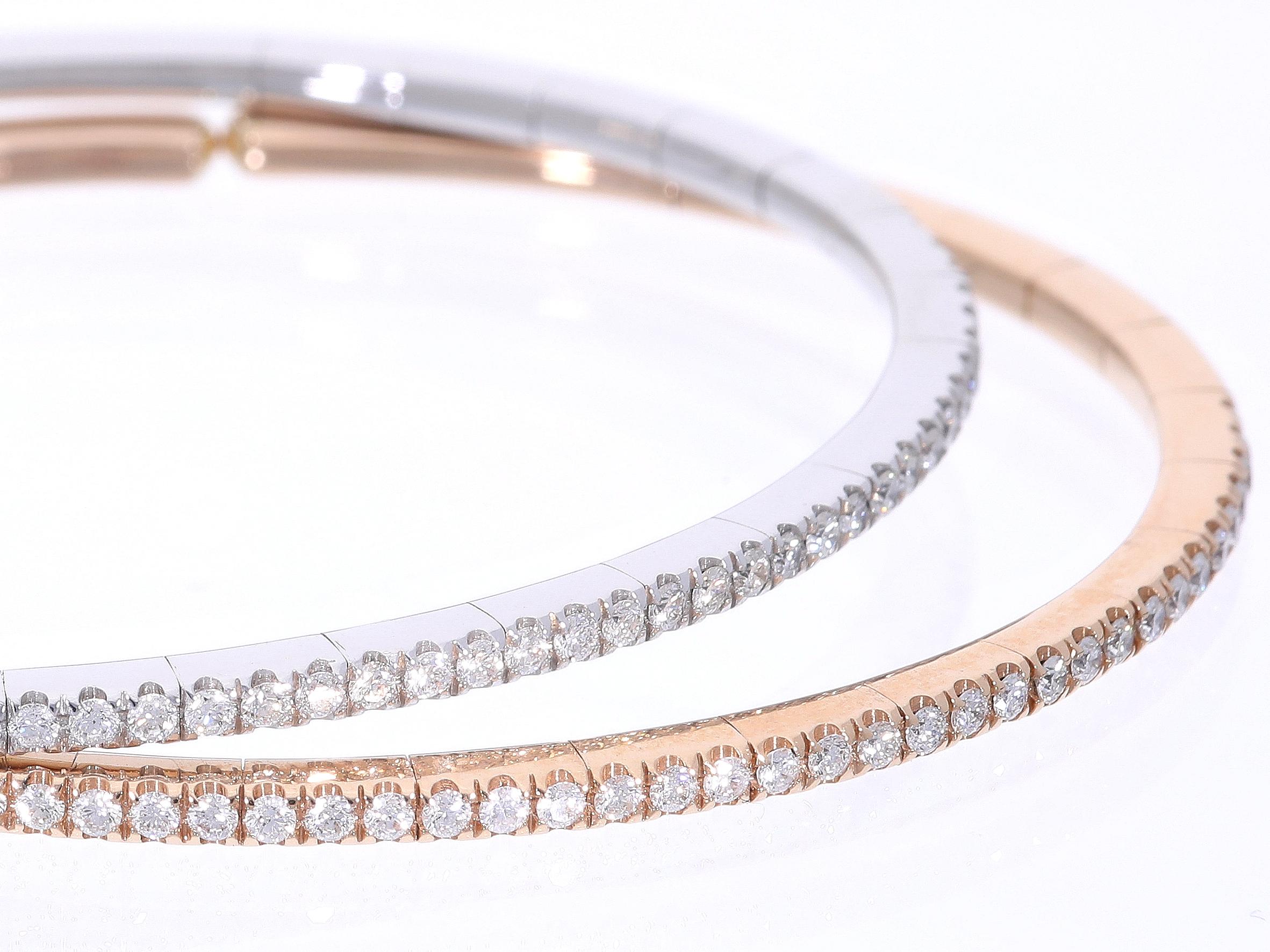 Bracelet semi-rigide avec diamants ct 0.64 en or blanc 18 carats en vente 6