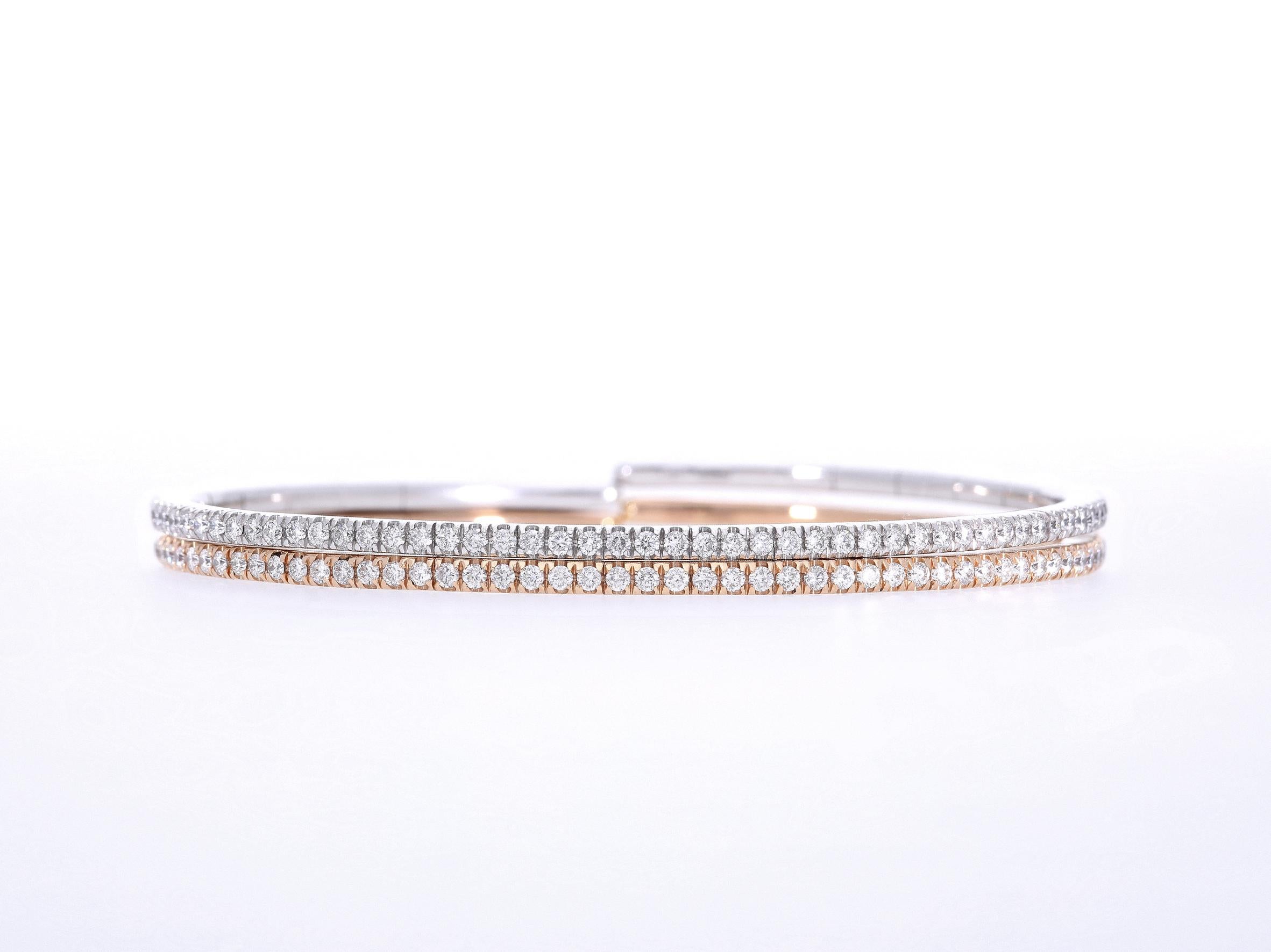 Bracelet semi-rigide avec diamants ct 0.64 en or blanc 18 carats en vente 7