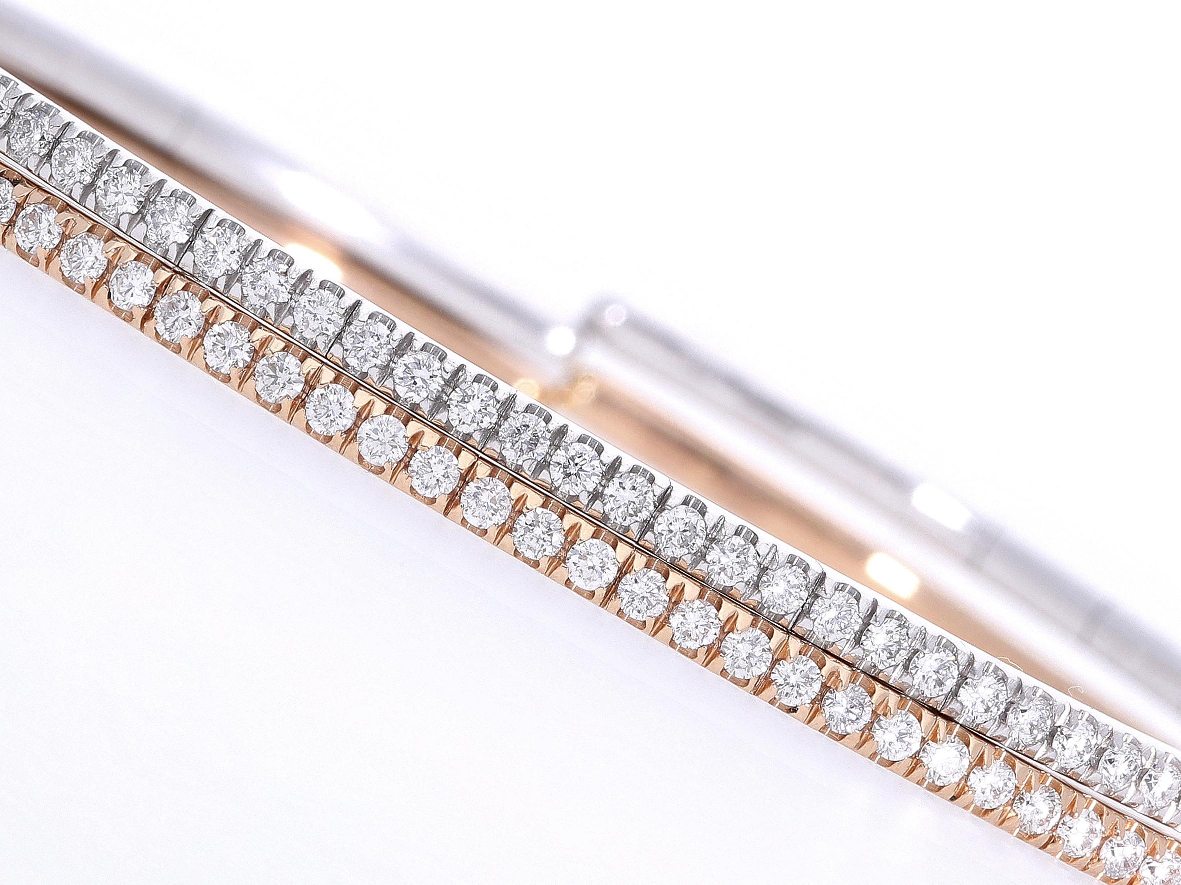Bracelet semi-rigide avec diamants ct 0.64 en or blanc 18 carats en vente 8