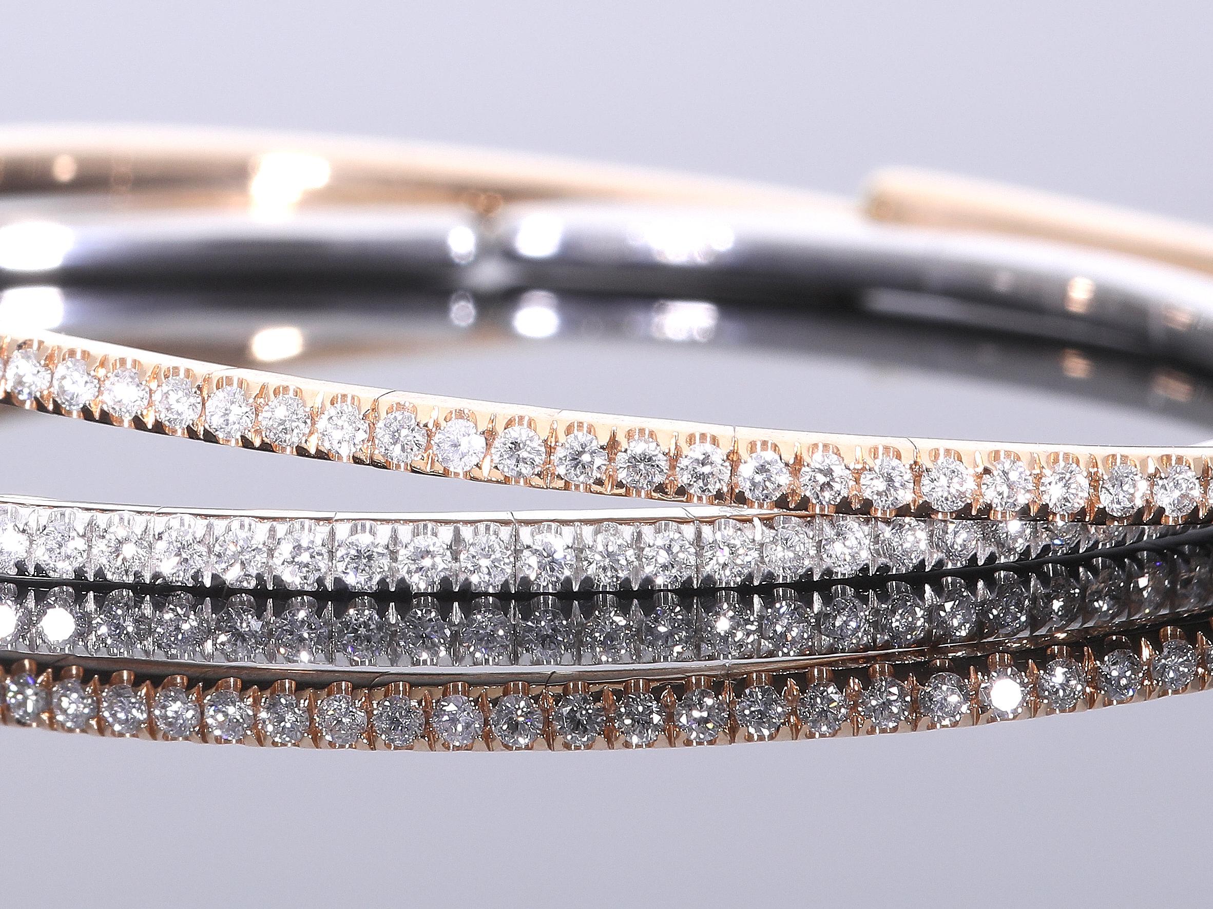 Bracelet semi-rigide avec diamants ct 0.64 en or blanc 18 carats en vente 13