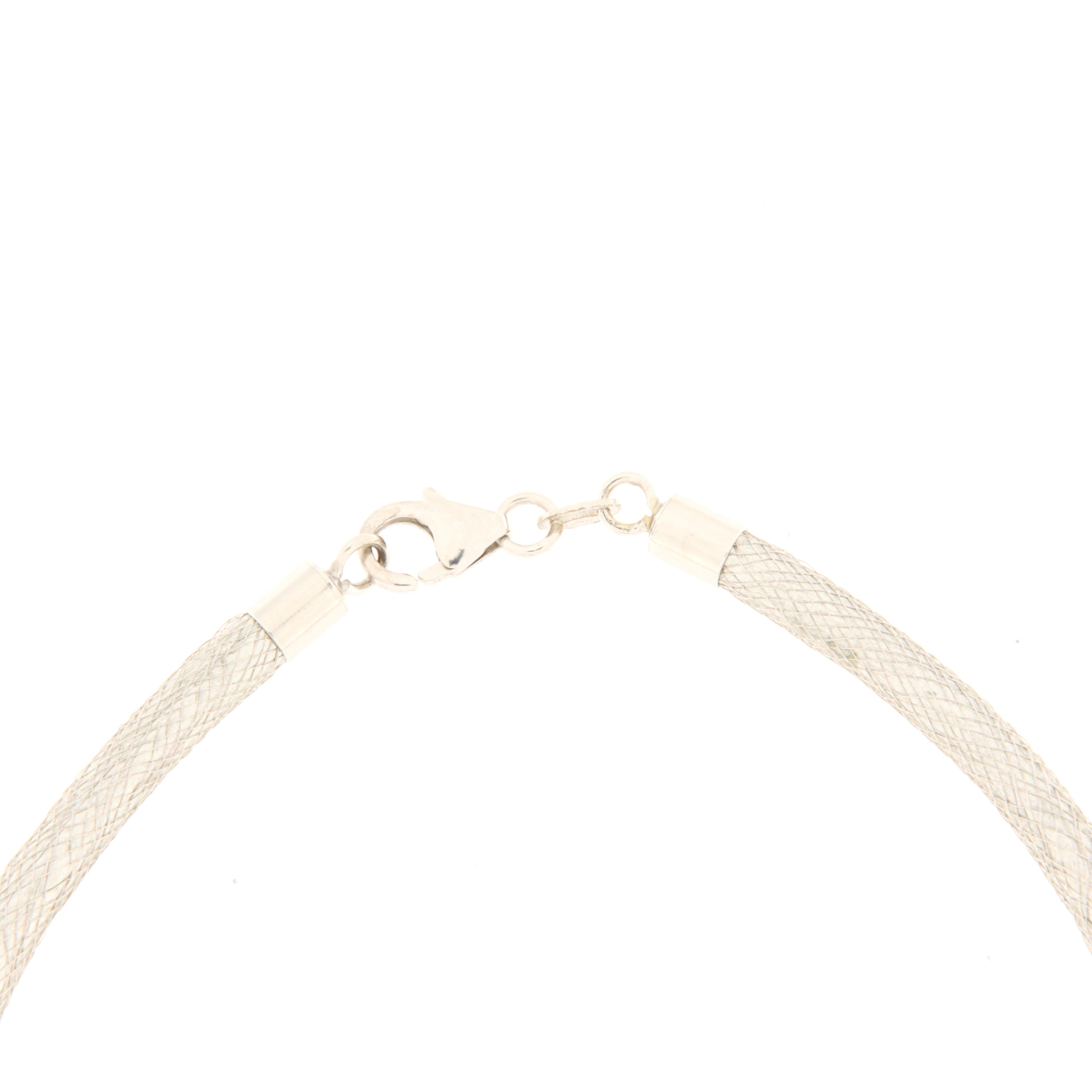 Bracciale semirigido in oro bianco con diamanti e perla grigia Moderno en venta