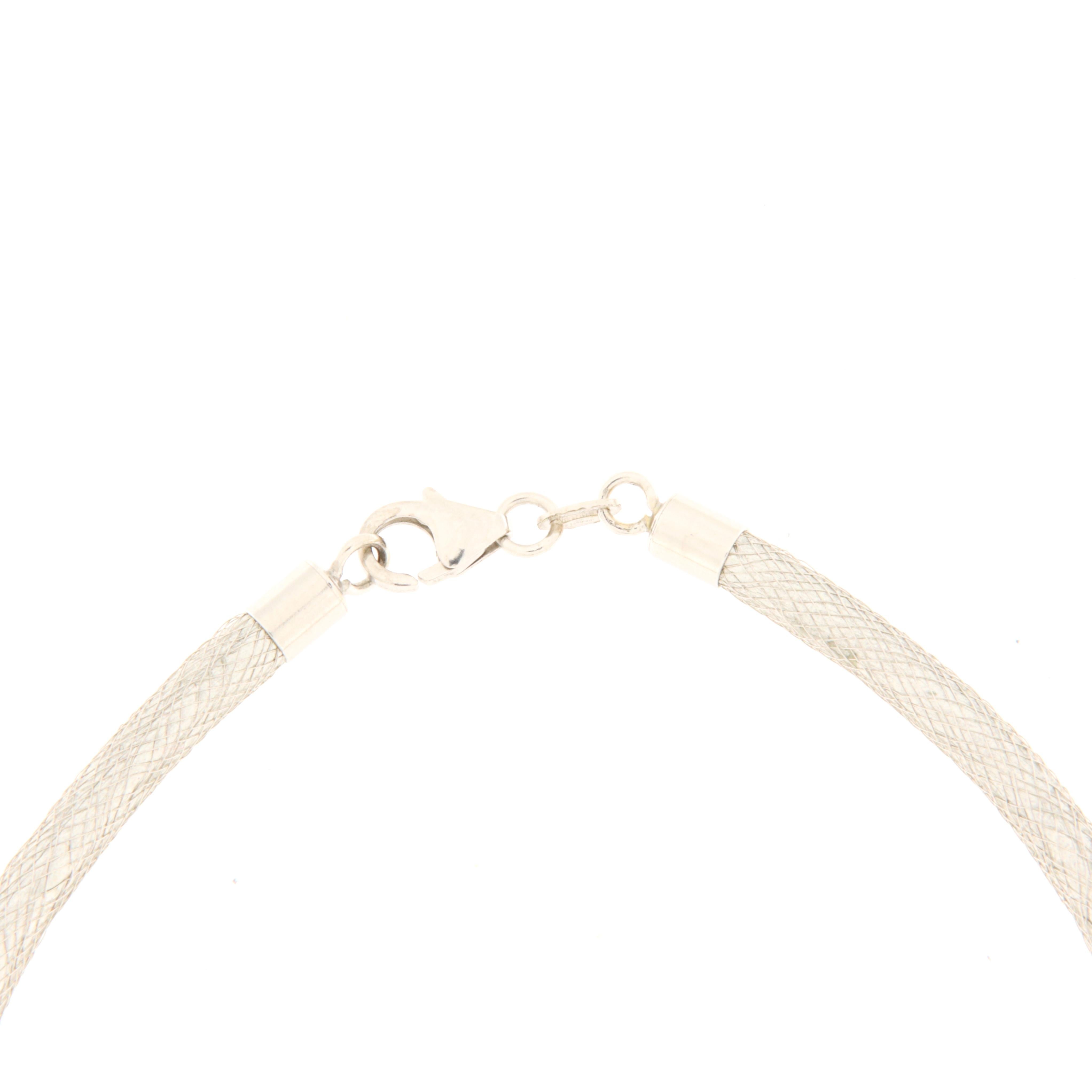 Modern White gold semirigid bracelet with diamonds and gray pearl  For Sale