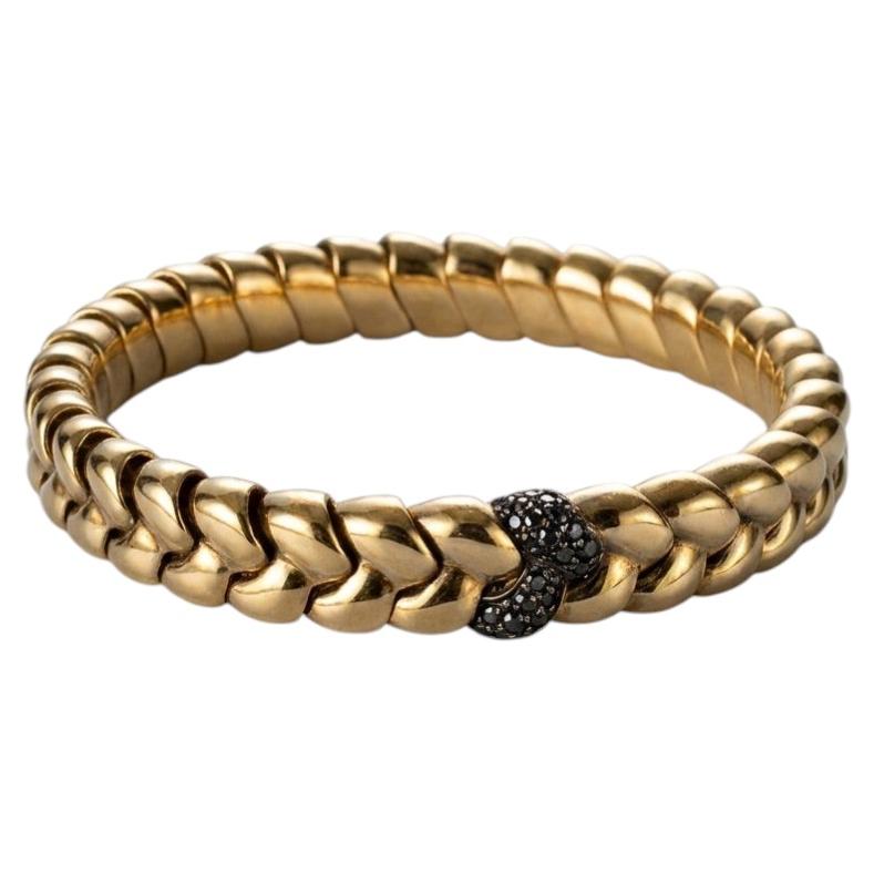 Contemporary 18-karat Yellow Gold Black Diamond Stretch Bracelet, Italy