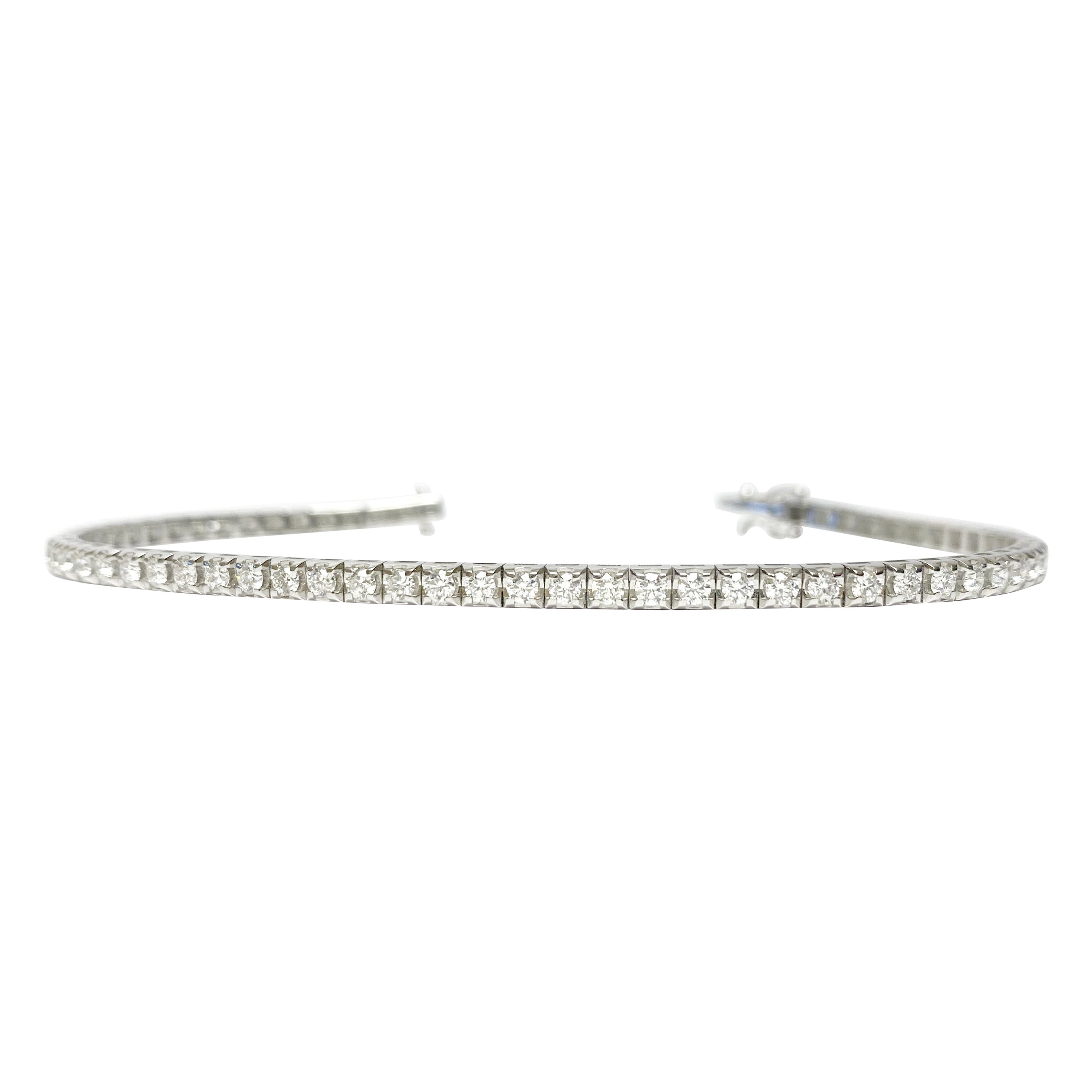 Pulsera de tenis de oro blanco de 18 kt con diamantes de 2,00 quilates F