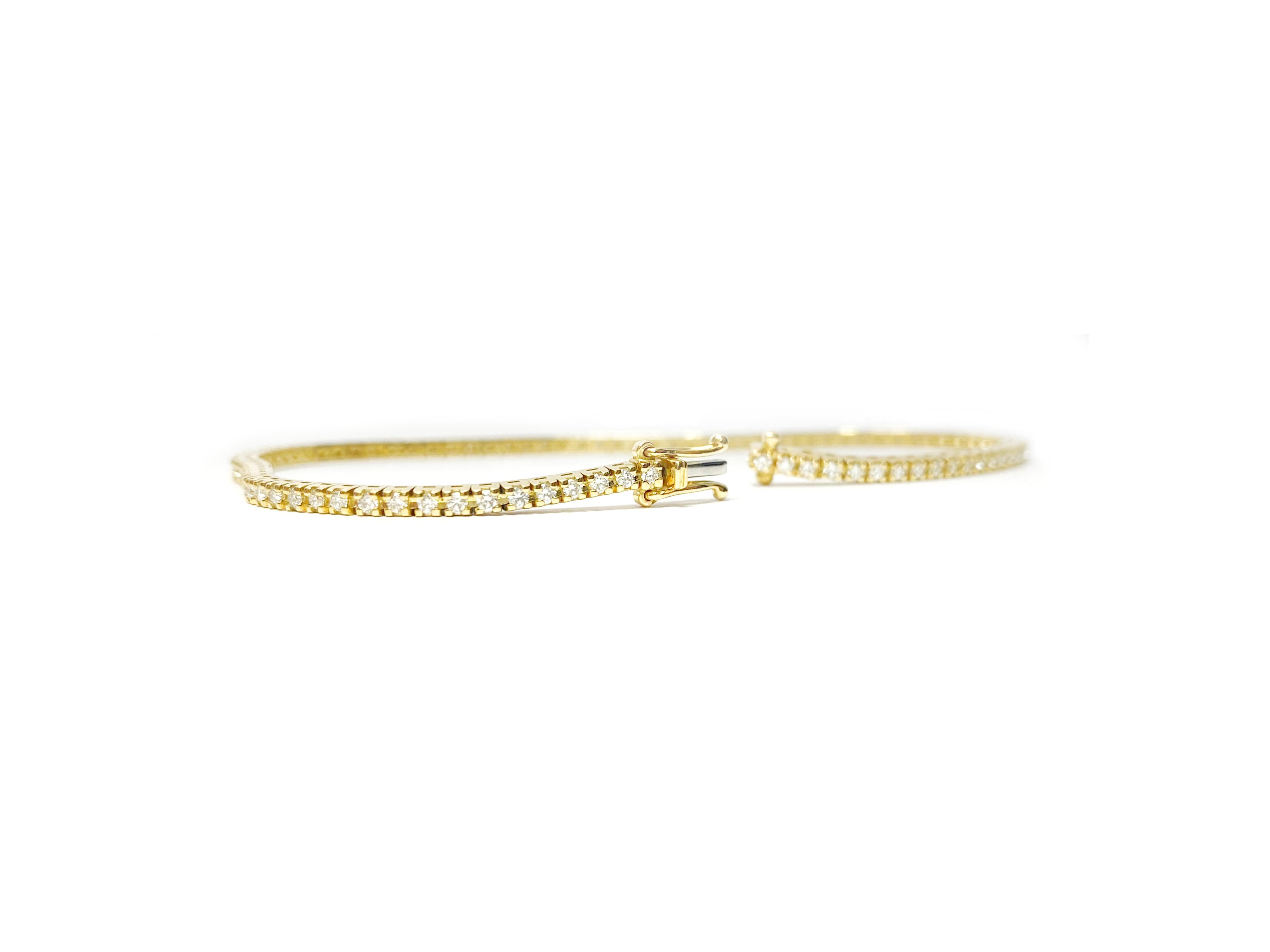 Elegant 18-karat yellow gold Tennis Bracelet with brilliant-cut diamonds totaling 1.00 carat