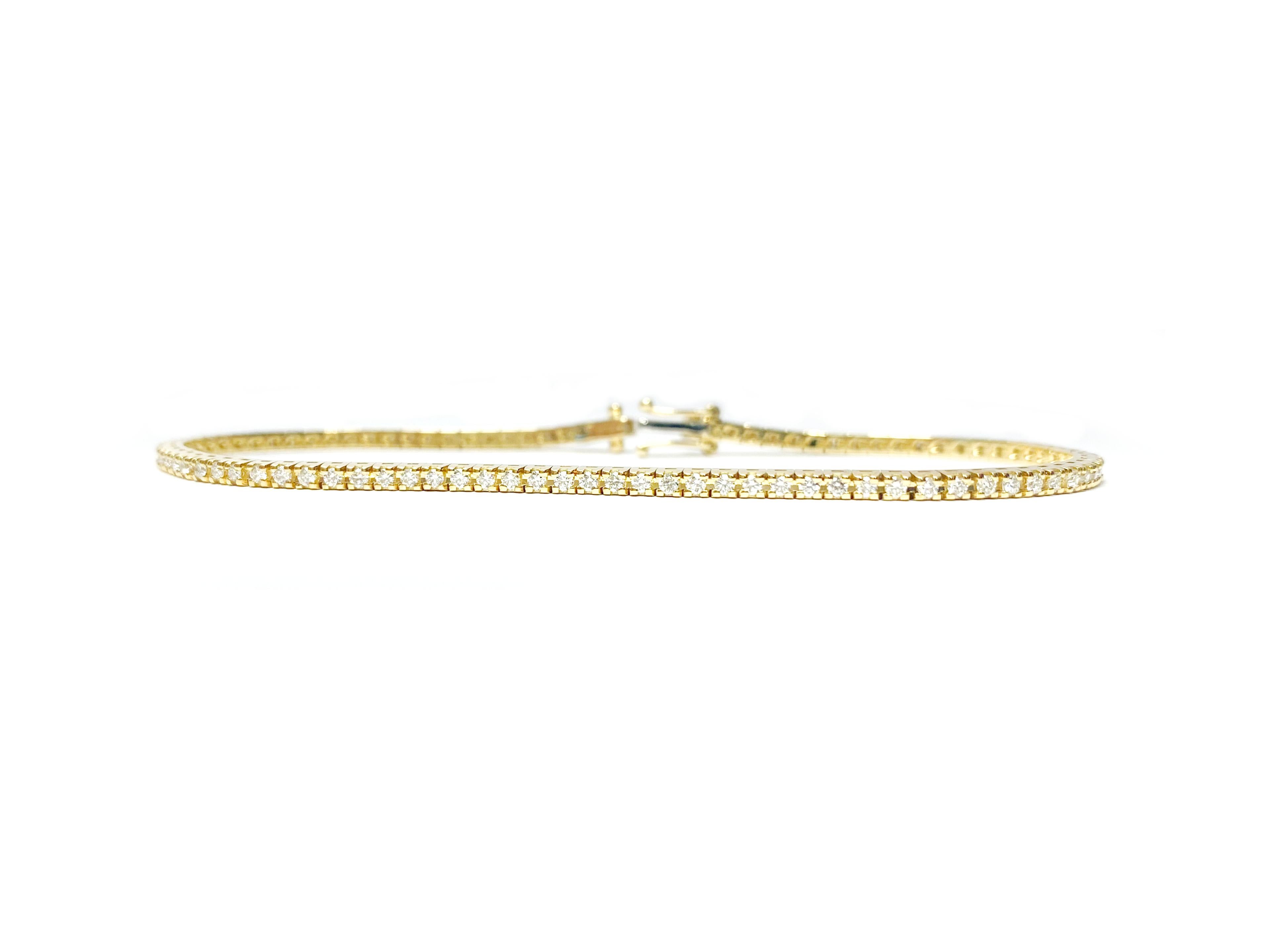 18 kt Yellow Gold Tennis Bracelet with 1.00 Carat F Diamonds  In New Condition For Sale In Bari, IT