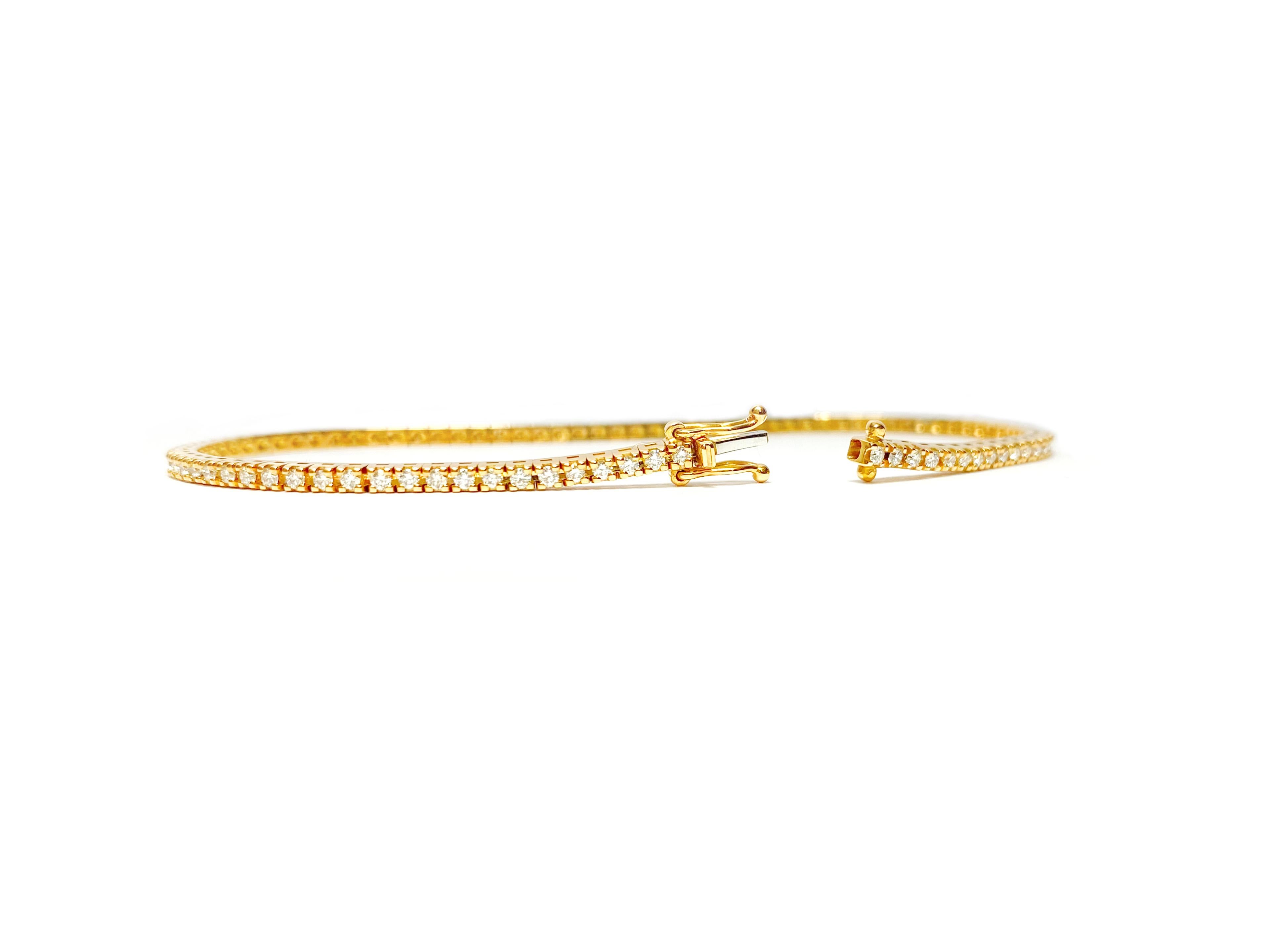 Elegant 18K Red Gold Tennis Bracelet with Brilliant Cut Diamonds totaling 1.00 carat