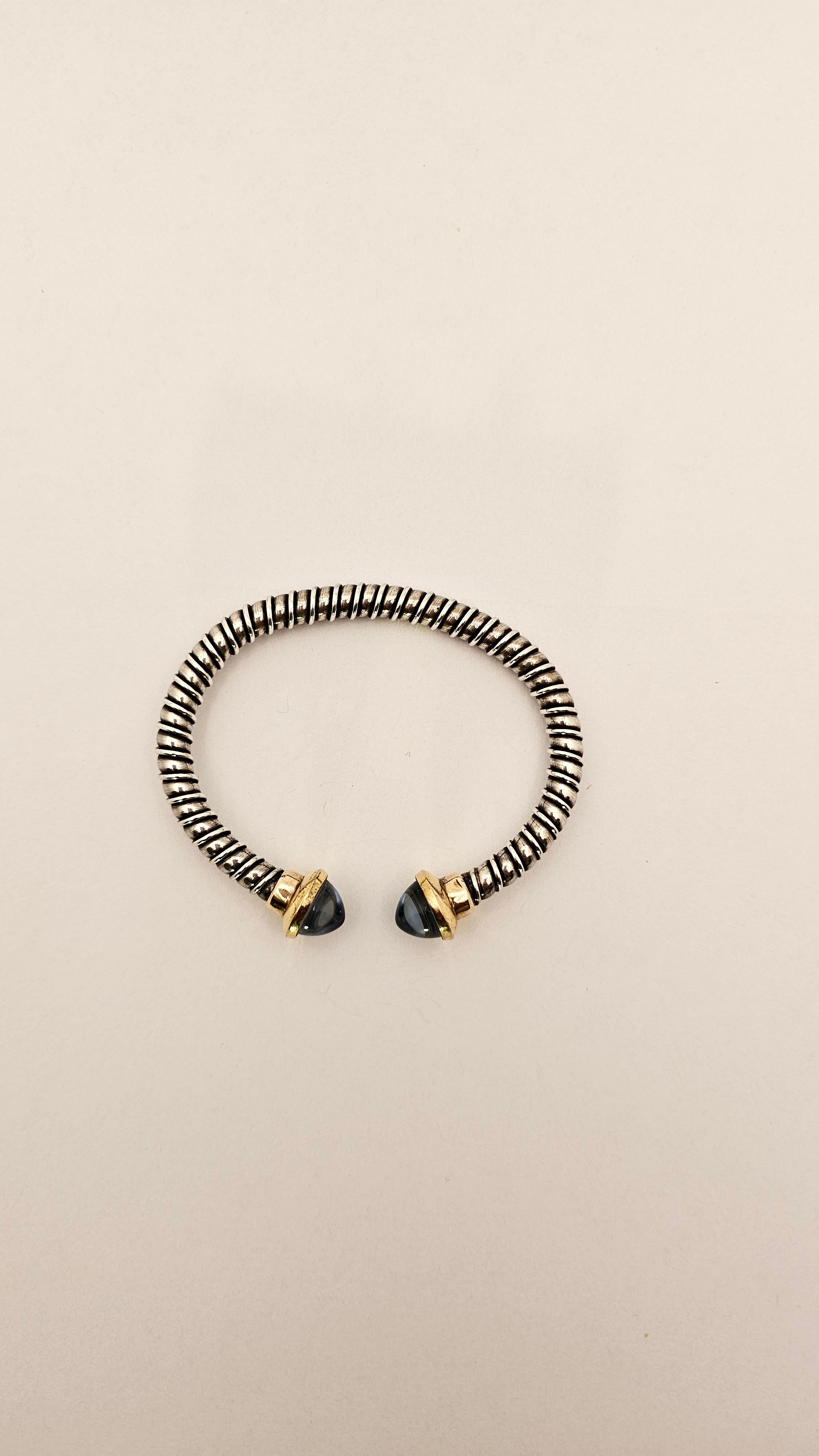 Tubogas Bracelet in Silver, 18KT Gold and Topaz In New Condition For Sale In Cattolica, IT