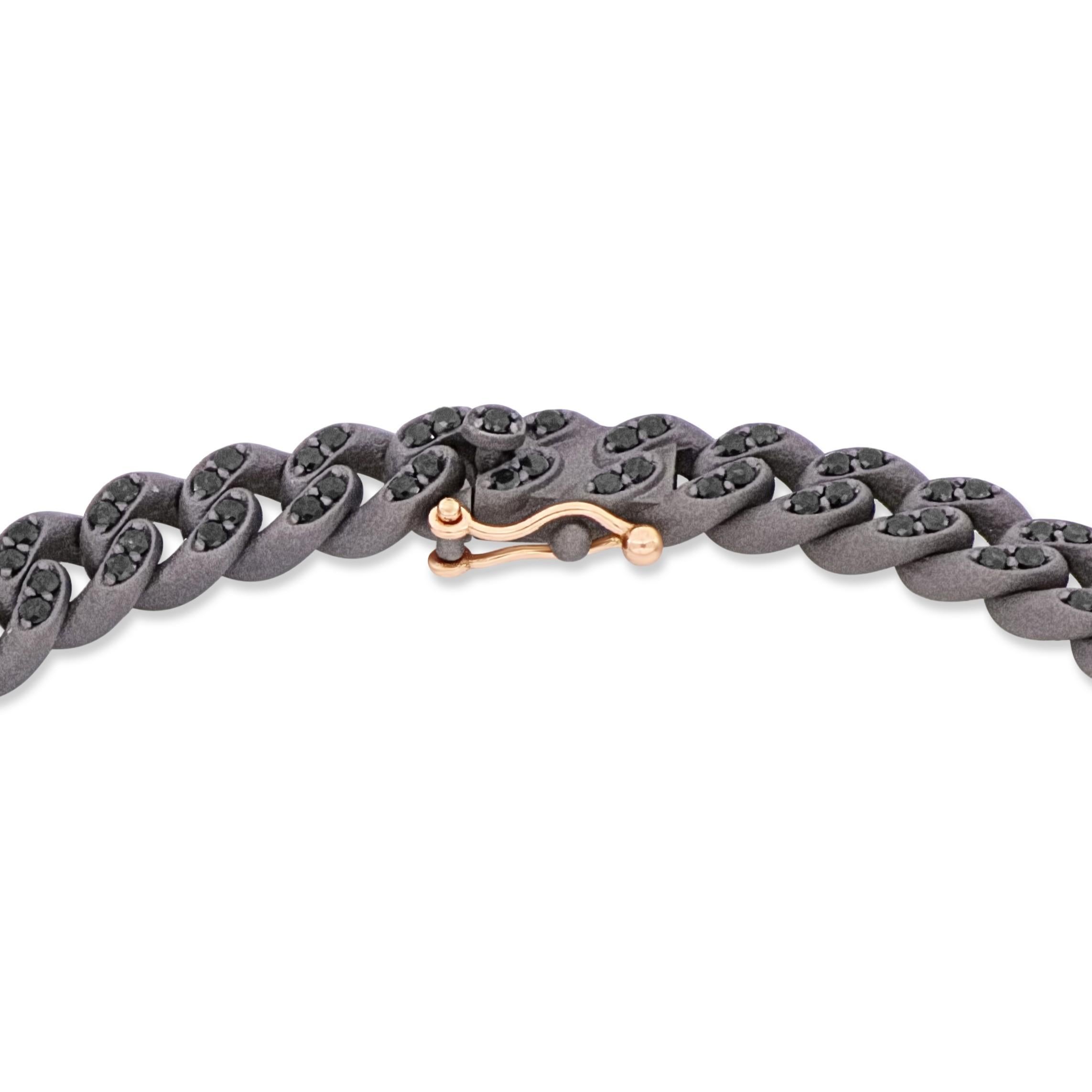 Bracciale uomo MANO J. catena Groumette titanio diamanti neri oro rosso 18kt XL In condizioni Nuovo in vendita a Valenza, IT