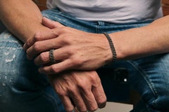 Bracciale uomo MANO J. catena Groumette titanio diamanti neri oro rosso 18kt M