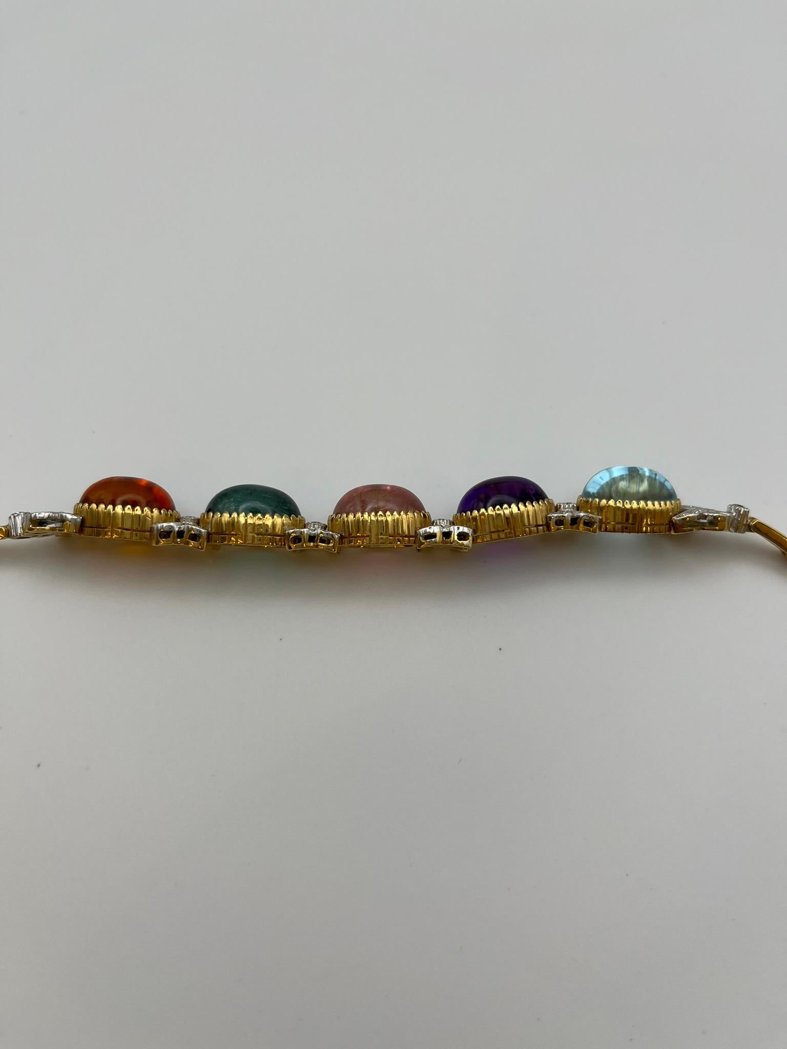 Bracciale vintage con tormaline cabochon e brillanti In condizioni Nuovo in vendita a Abano Terme, IT
