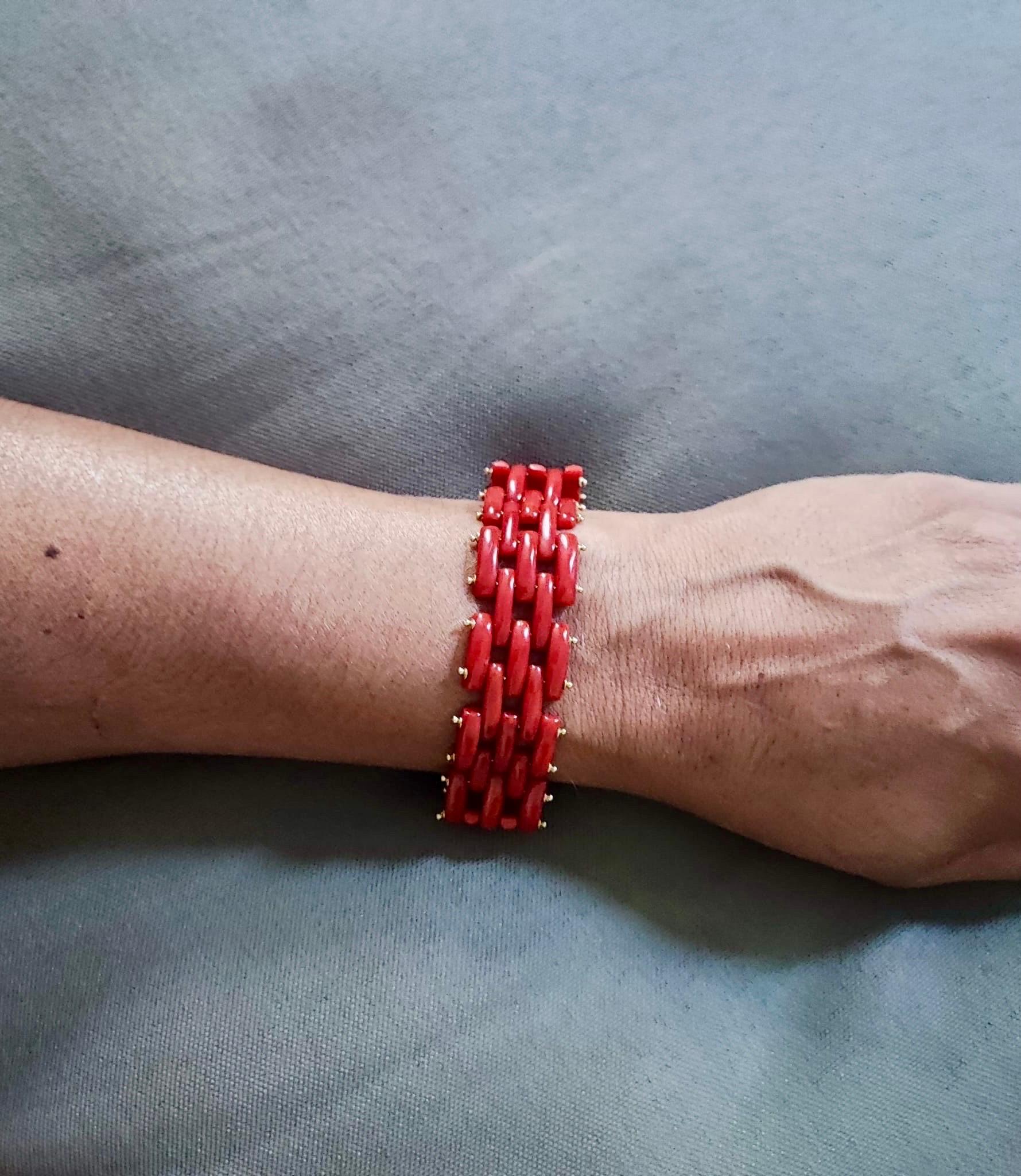 Bracciale fascia oro 18kt e corallo rosso 20,5 cm 4