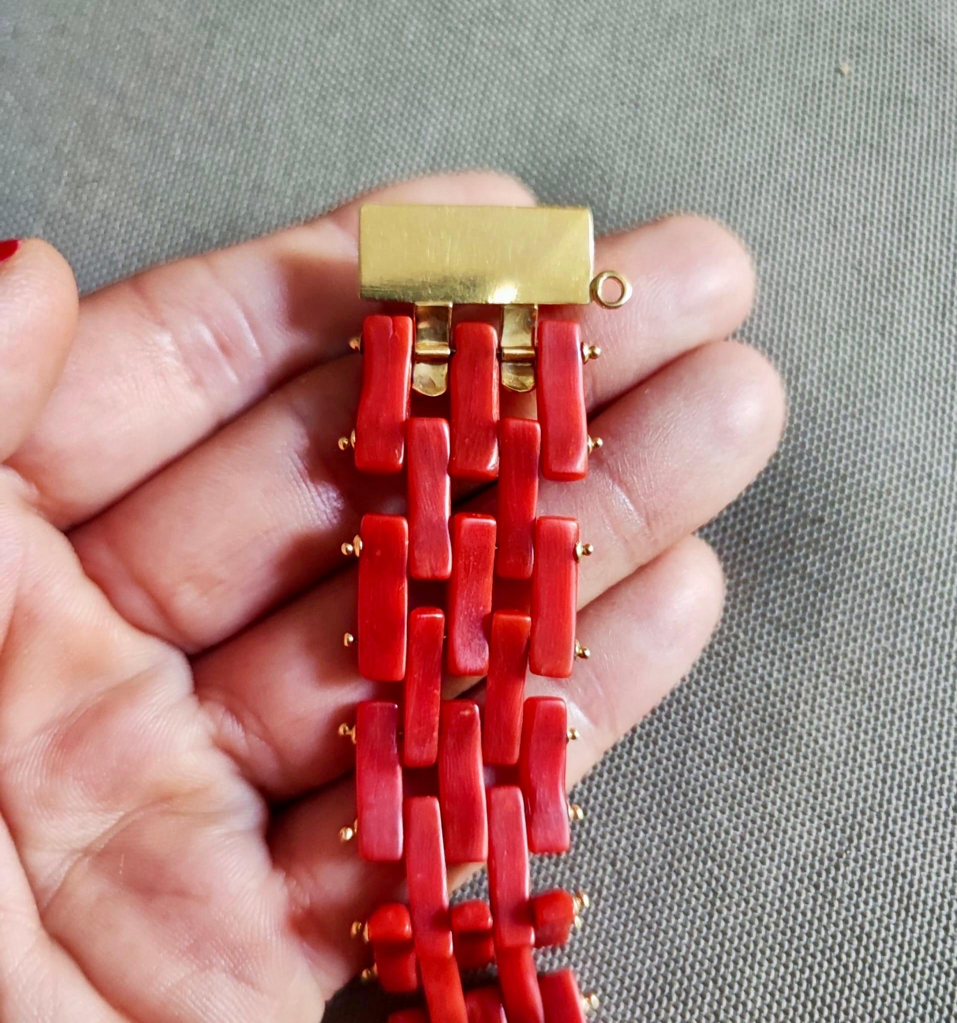 Bracciale fascia oro 18kt e corallo rosso 20,5 cm 2