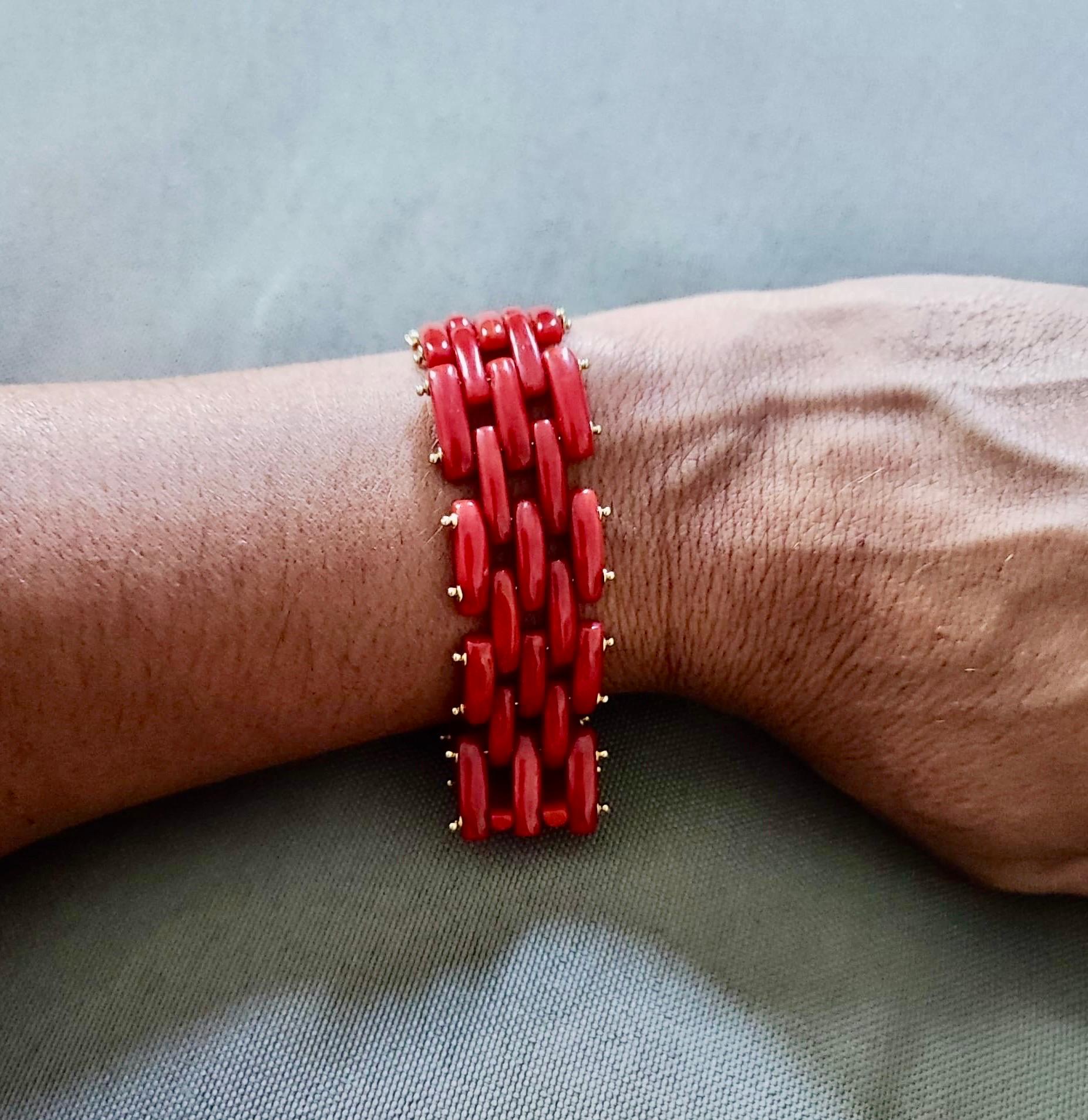 Bracciale fascia oro 18kt e corallo rosso 20,5 cm 3