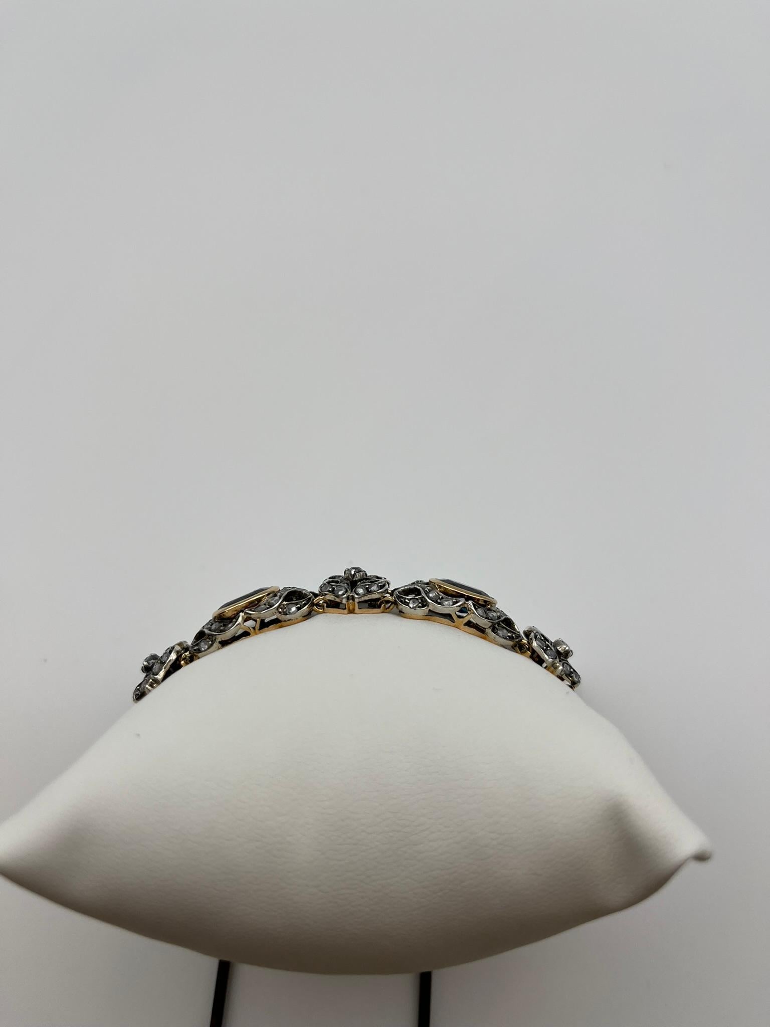 De las mujeres Pulsera vintage de oro y plata con diamantes y zafiros de 21 quilates en venta