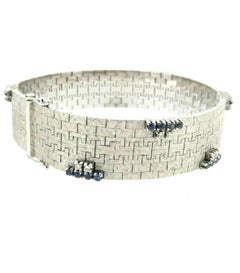Vintage italienisches Armband aus 18k Weißgold mit Diamanten und Saphiren