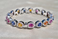 Fratelli Coppini 18k White Gold Multicolor Sapphire & Diamond Bracelet