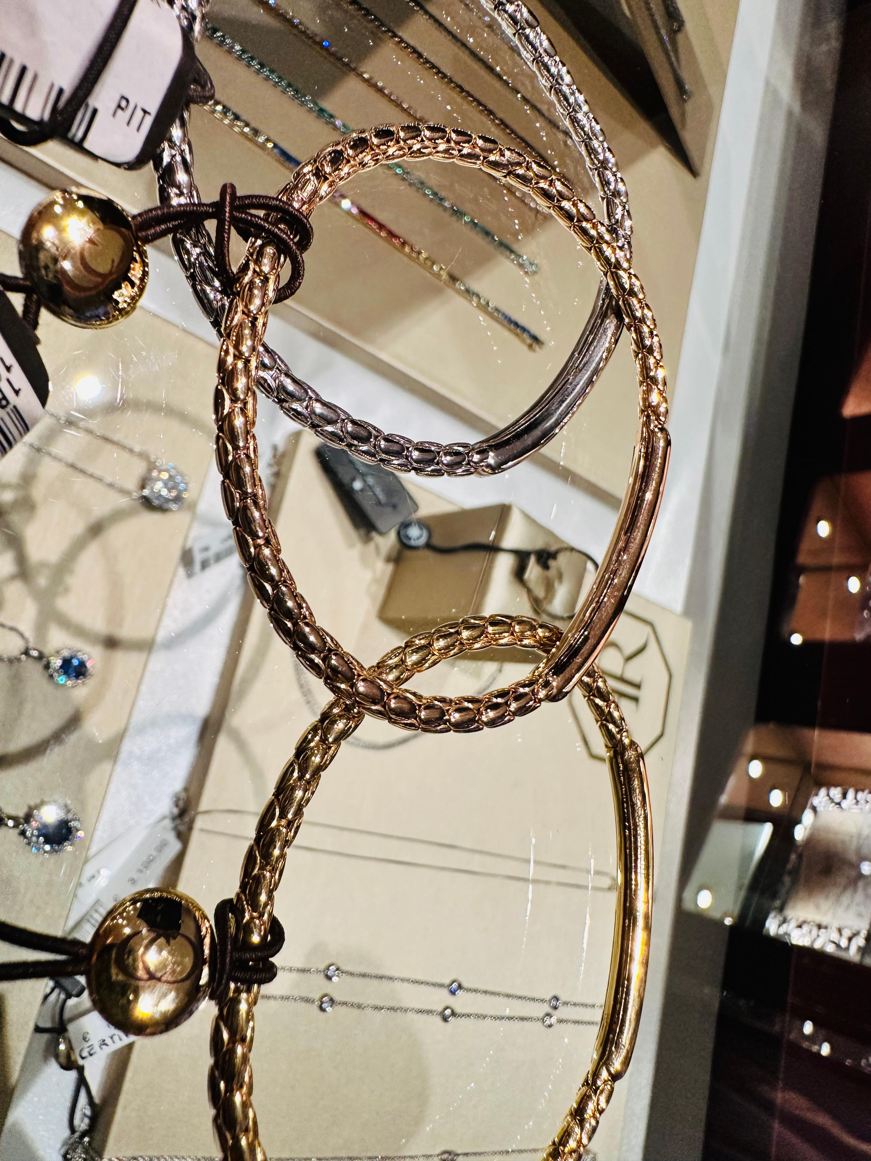 Bracciali Stretch Chimento in Oro Bianco, Giallo e Rosé con Diamanti In New Condition For Sale In Guidizzolo, IT