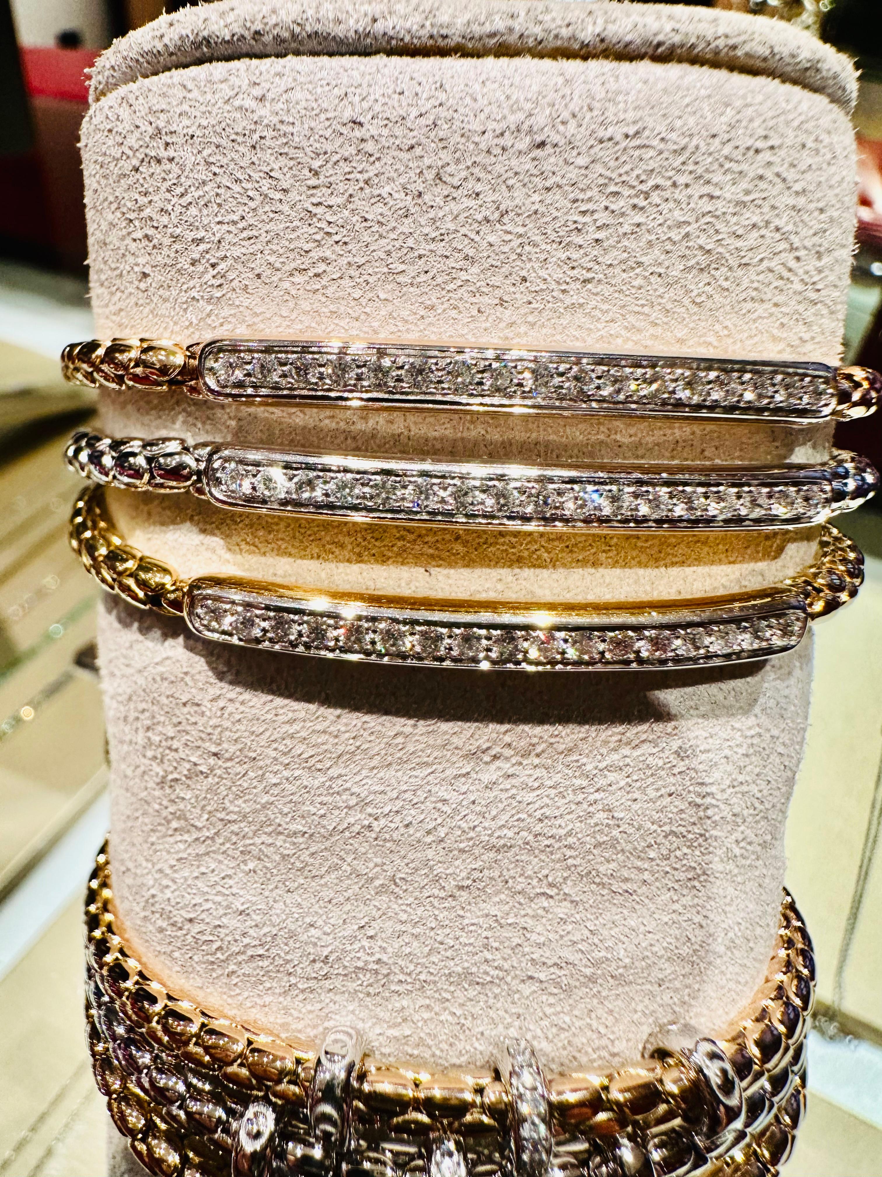 Women's Bracciali Stretch Chimento in Oro Bianco, Giallo e Rosé con Diamanti For Sale