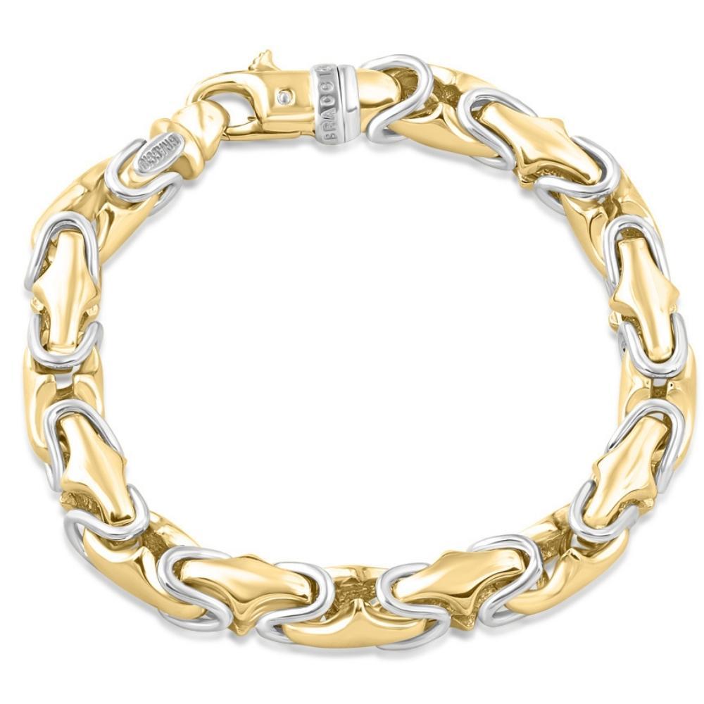 Zweifarbiges Herrenarmband aus 14 Karat Weiß- und Gelbgold von Braccio 74 Gramm im Zustand „Neu“ im Angebot in Vernon Hills, IL