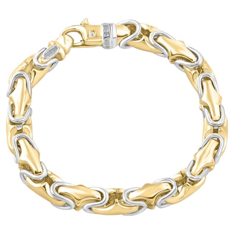 Braccio 14k White and Yellow Gold Two Tone Men's Bracelet 74 Grams For