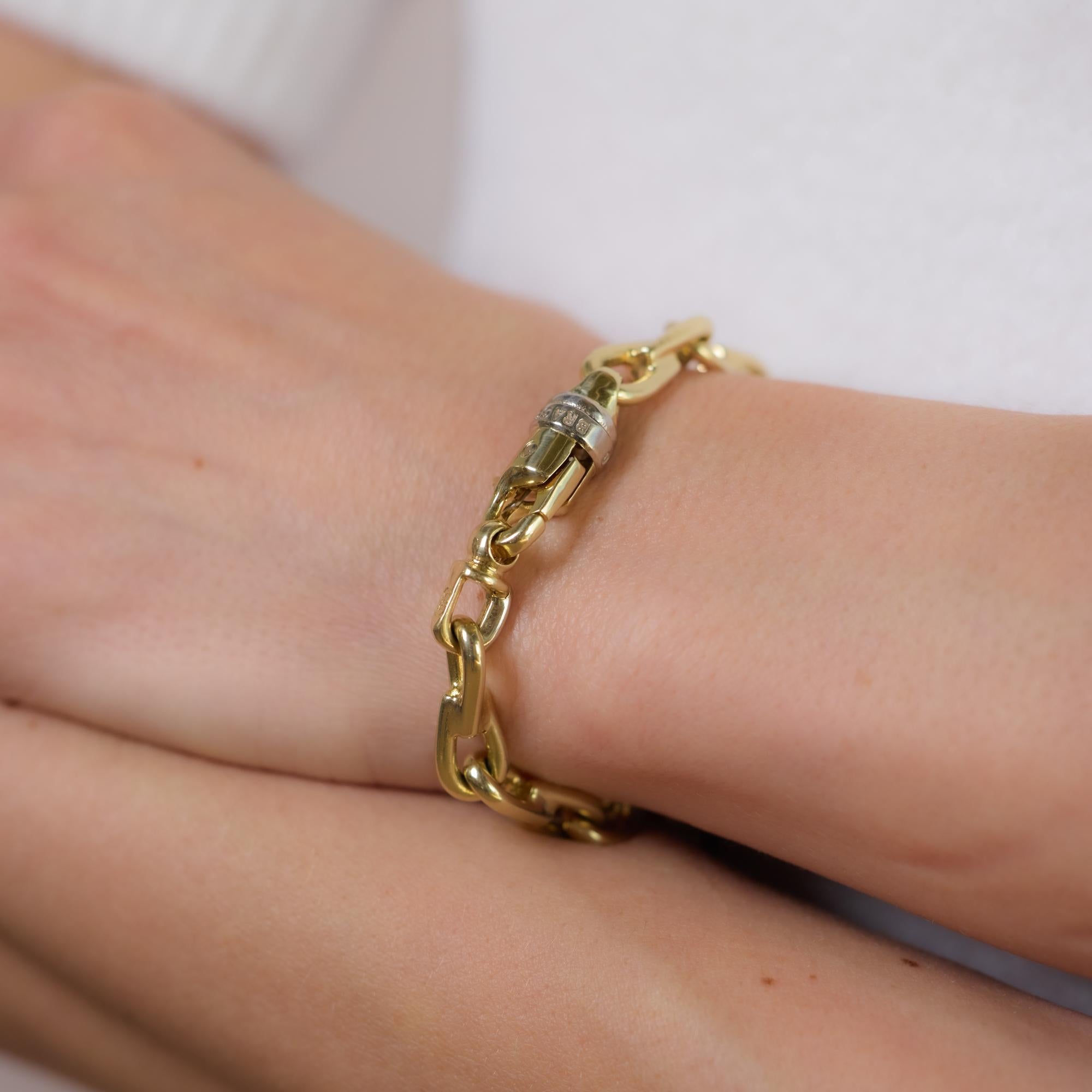 Braccio 14k yellow and white gold link bracelet In Excellent Condition In Beverly Hills, CA