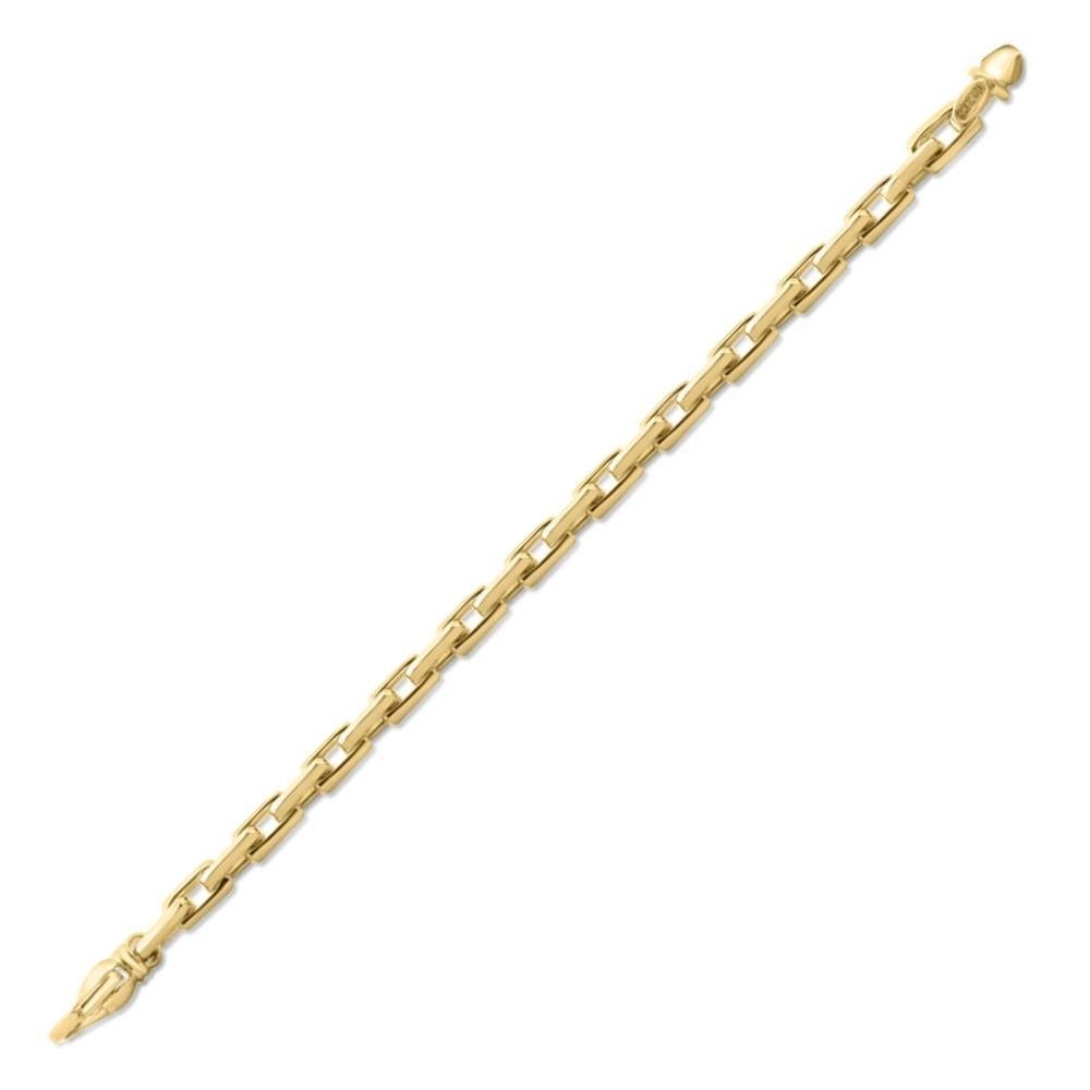This stunning men's bracelet is made of solid 14k yellow gold.  The bracelet weighs 49.4 grams and measures 8.5