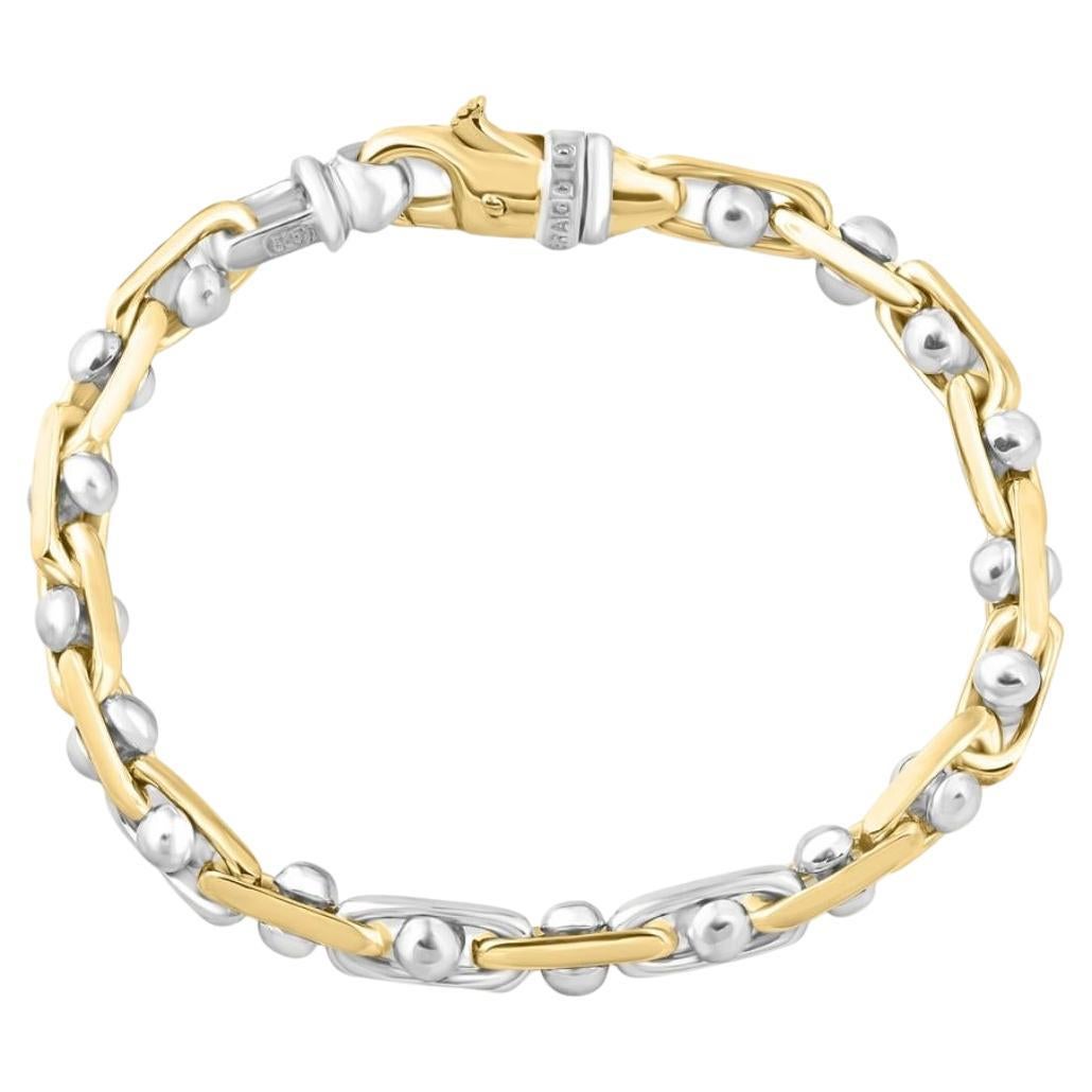 Braccio 14k Yellow & White Gold Two Tone Men's Link Bracelet 52.8 Grams For Sale