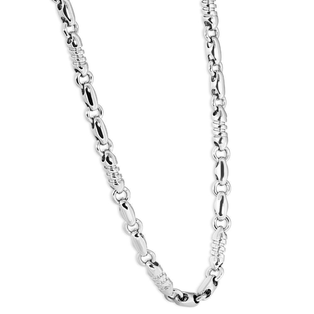 This stunning men's chain necklace is made of solid 14k white gold.  The necklace weighs 119 grams and measures 24