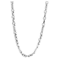 Braccio Chaîne pour homme en or blanc massif 14k 119 grammes 6,5 mm Collier 24 pouces