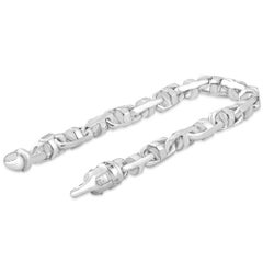 Braccio Solid 14k White Gold Men's Link Bracelet 46.5 Grams