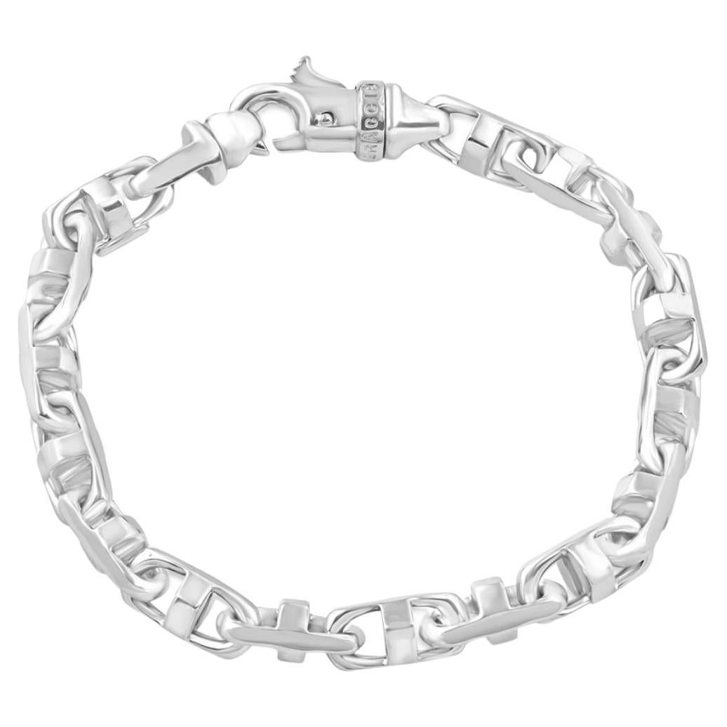 Braccio Solid 14k White Gold Men's Link Bracelet 46.5 Grams For Sale