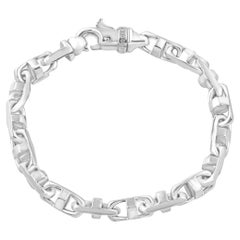 Braccio Solid 14k White Gold Men's Link Bracelet 46.5 Grams