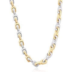 Braccio Solid 14k Yellow and White Gold Men's Chain 182 Grams Necklace