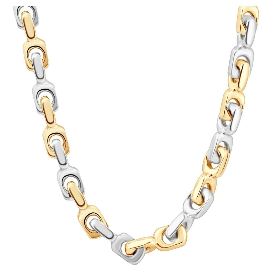 Braccio Solid 14k Yellow and White Gold Men's Chain 182 Grams Necklace For Sale