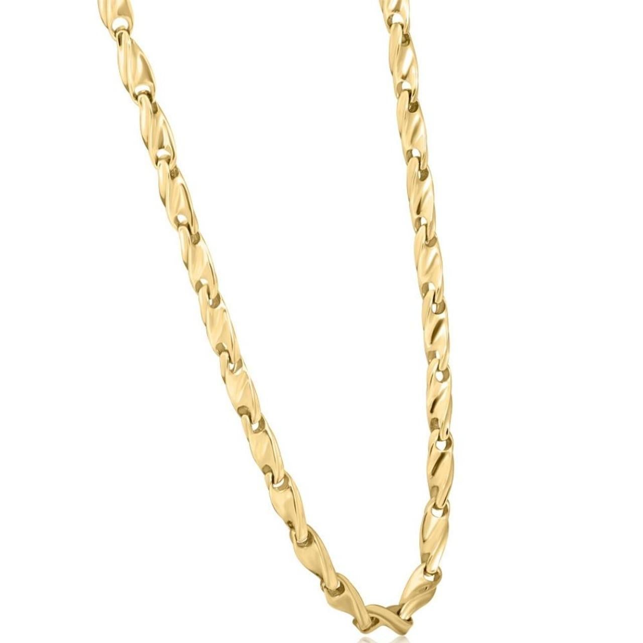 This stunning men's chain necklace is made of solid 14k yellow gold.  The necklace weighs 50.9grams and measures 22